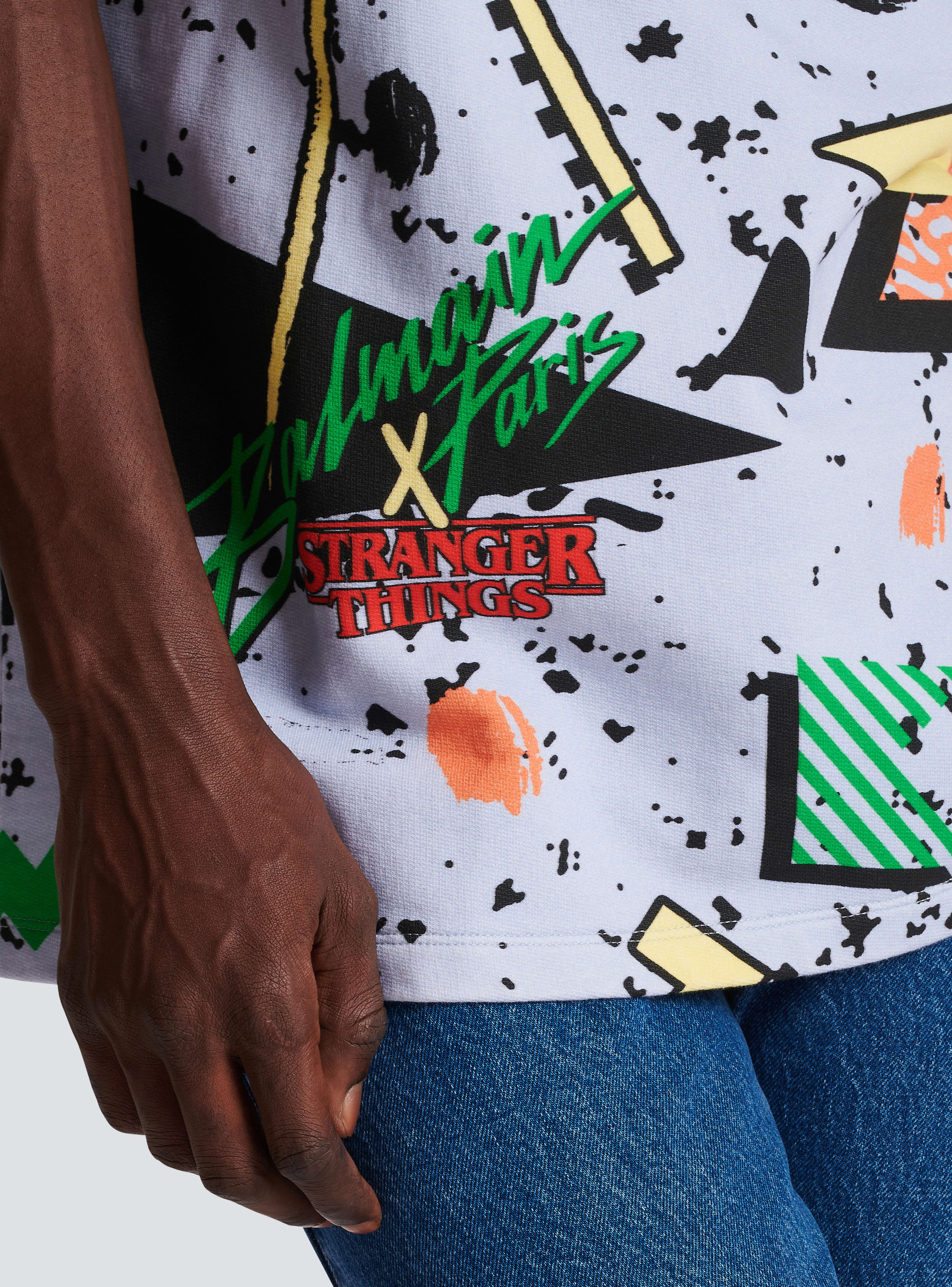 BALMAIN MEN'S MULTICOLOR OVERSIZED PRINTED JUMPER