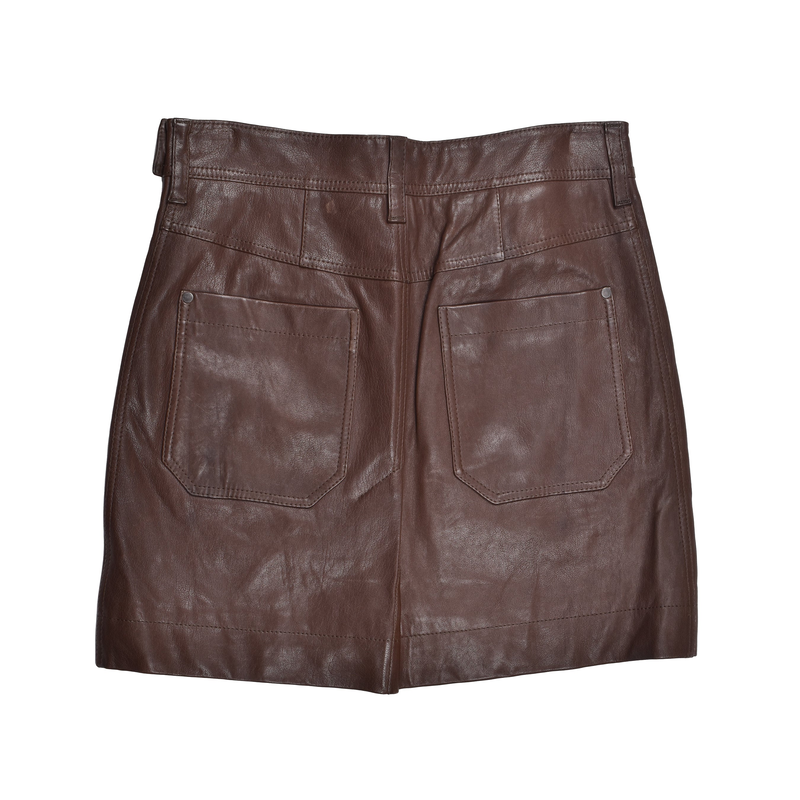 BRUNELLO CUCINELLI WOMEN'S BROWN LEATHER MINI SKIRT