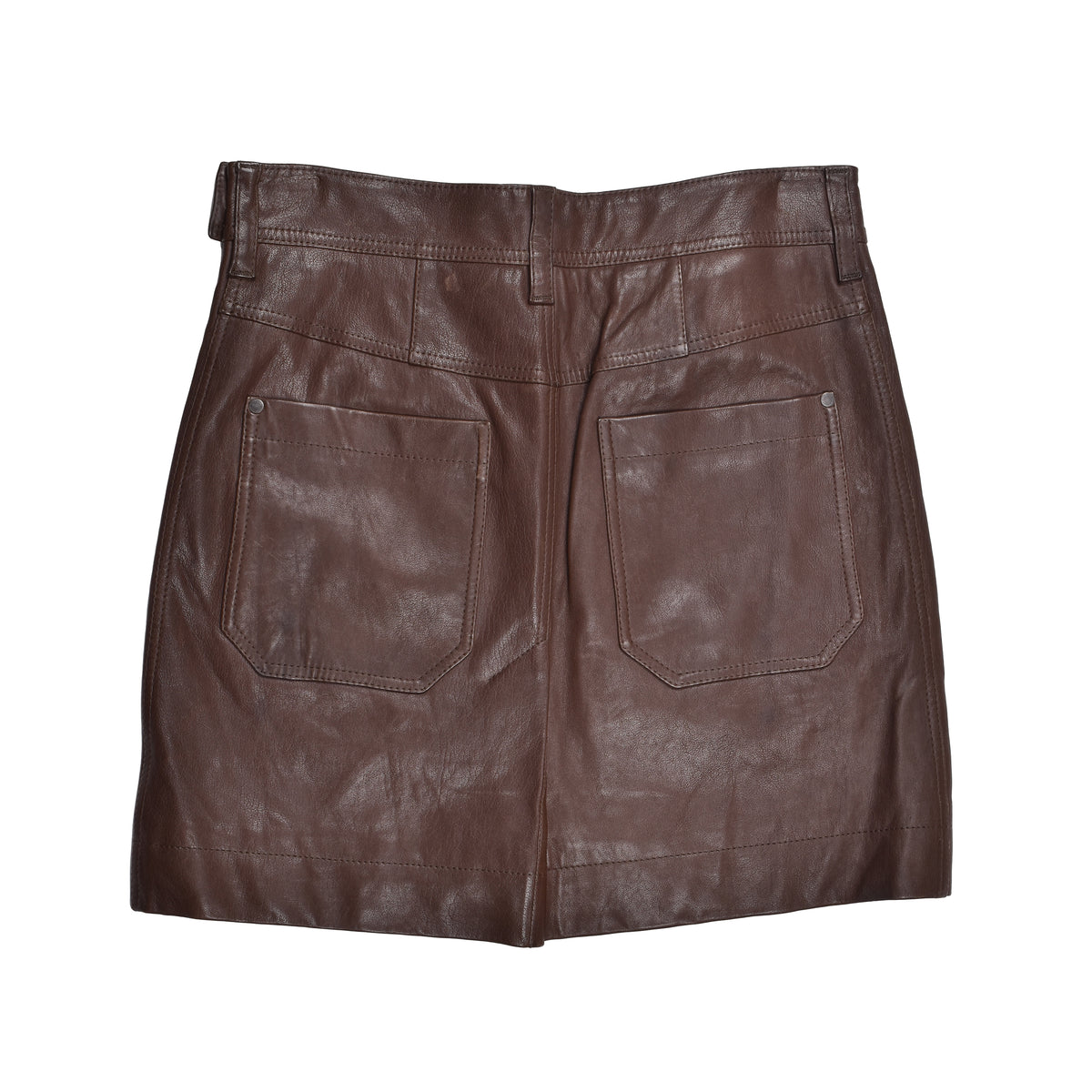 BRUNELLO CUCINELLI WOMEN'S BROWN LEATHER MINI SKIRT