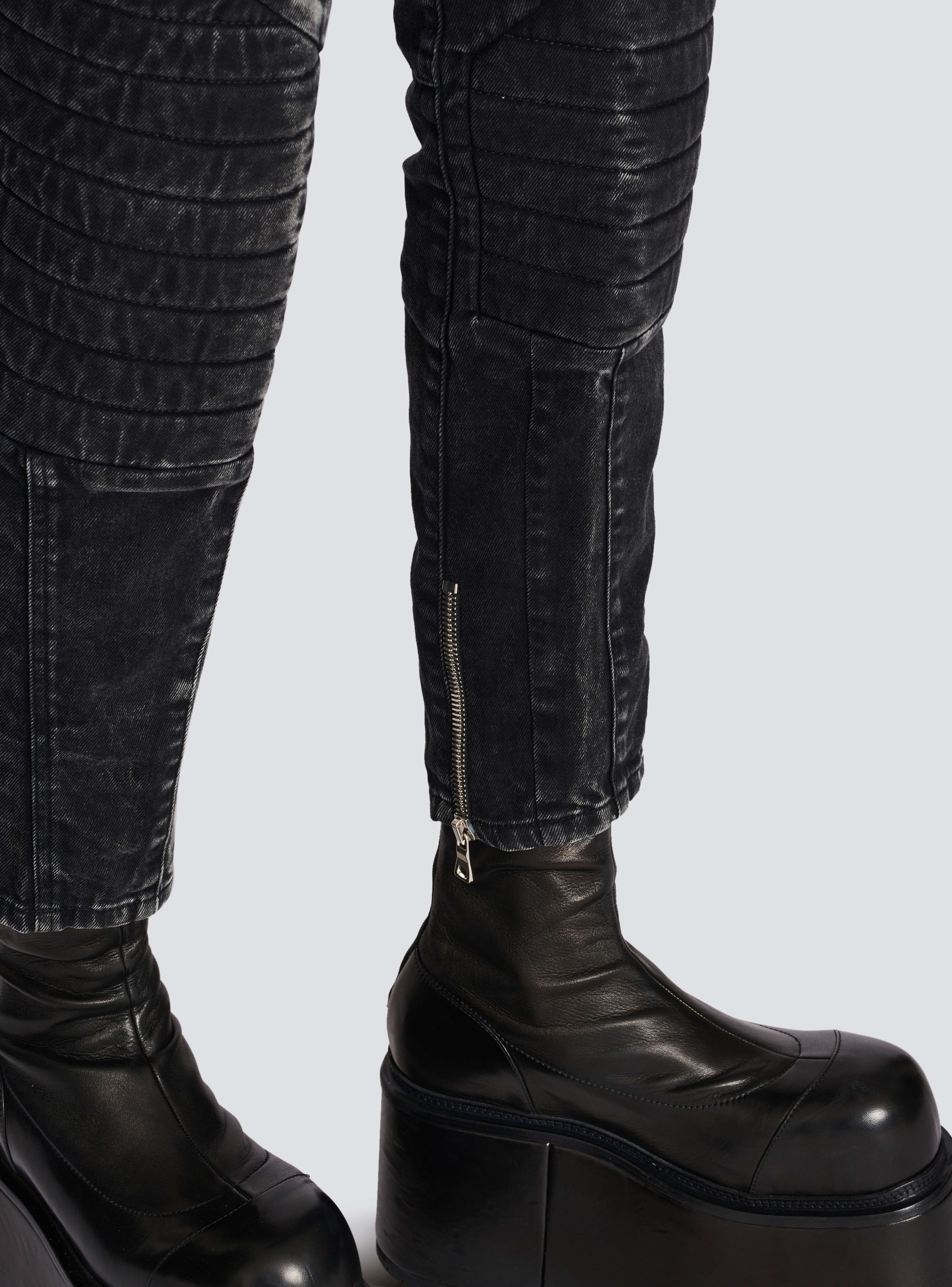 BALMAIN MEN'S KNEE PAD ACID WASH DENIM PANTS NWT