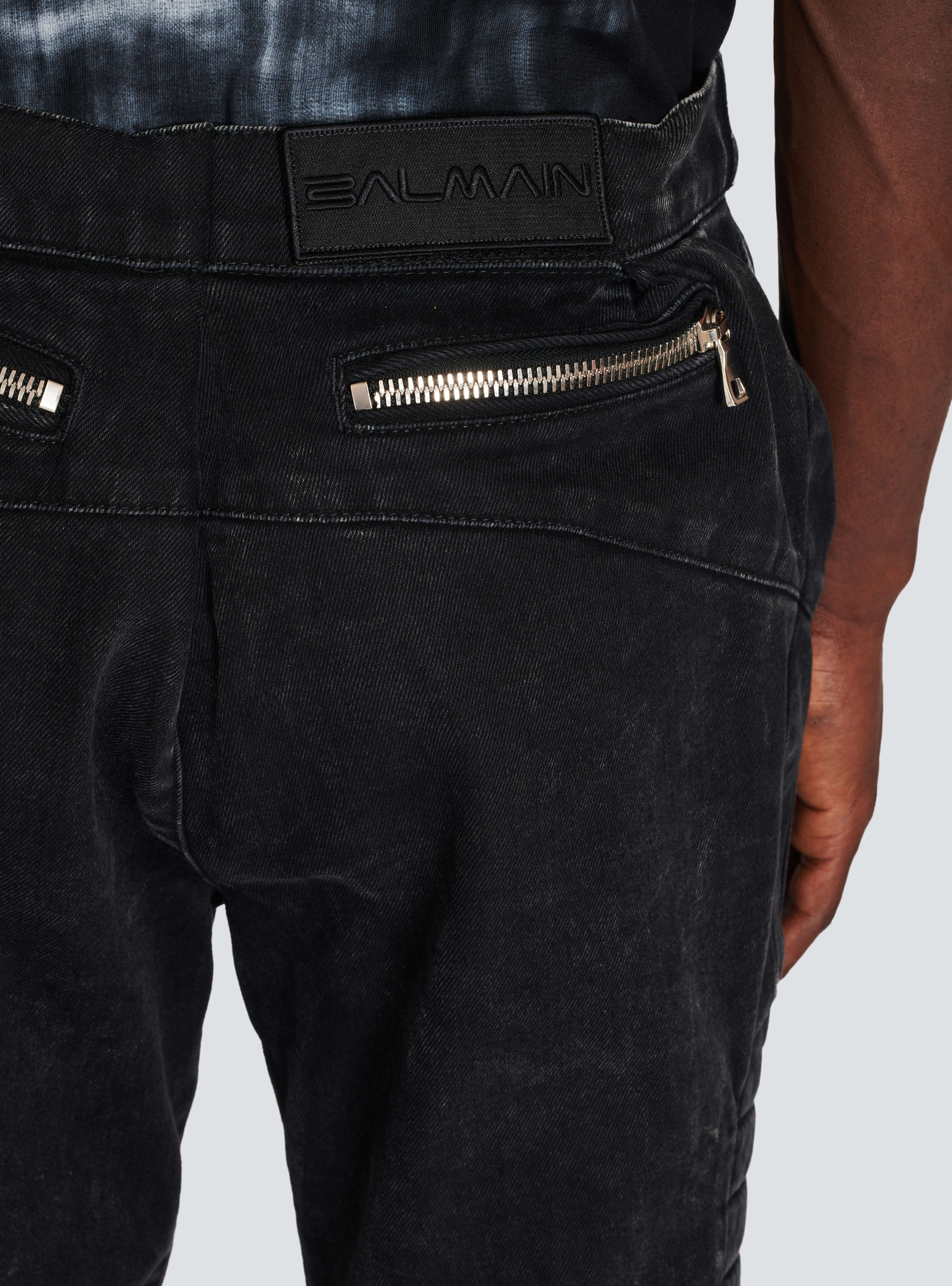 BALMAIN MEN'S KNEE PAD ACID WASH DENIM PANTS NWT