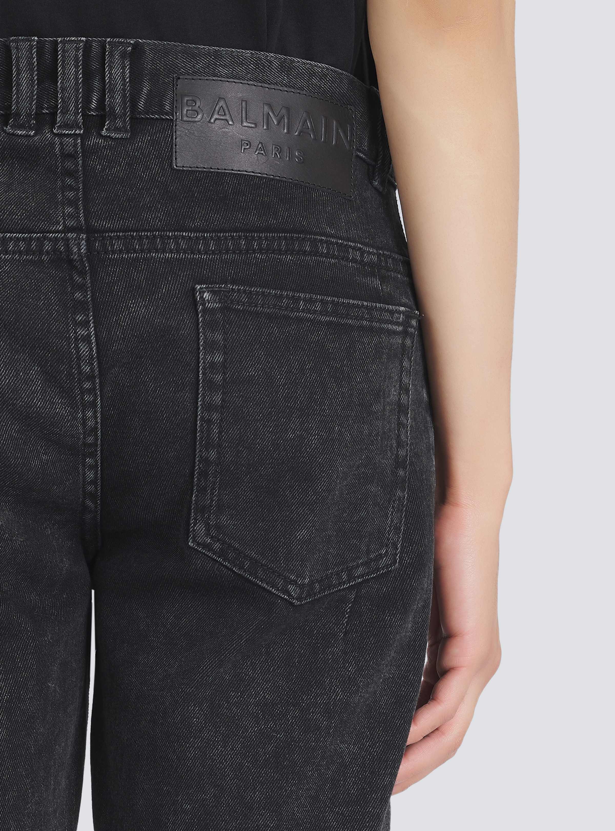 BALMAIN MEN'S BLACK RIBBED SLIM JEANS