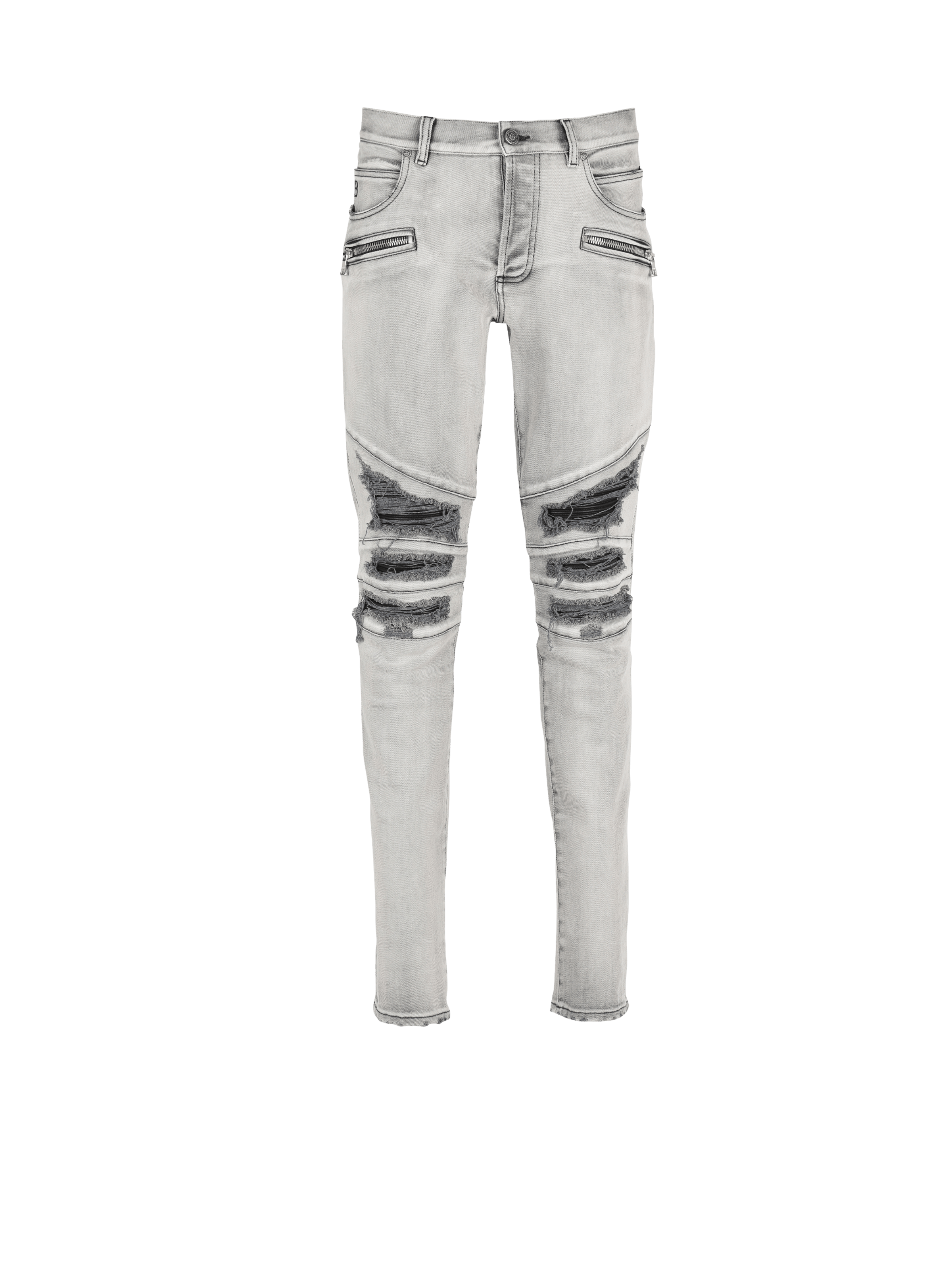 BALMAIN MEN'S RIBBED PATCHES SLIM JEANS-5419 NWT
