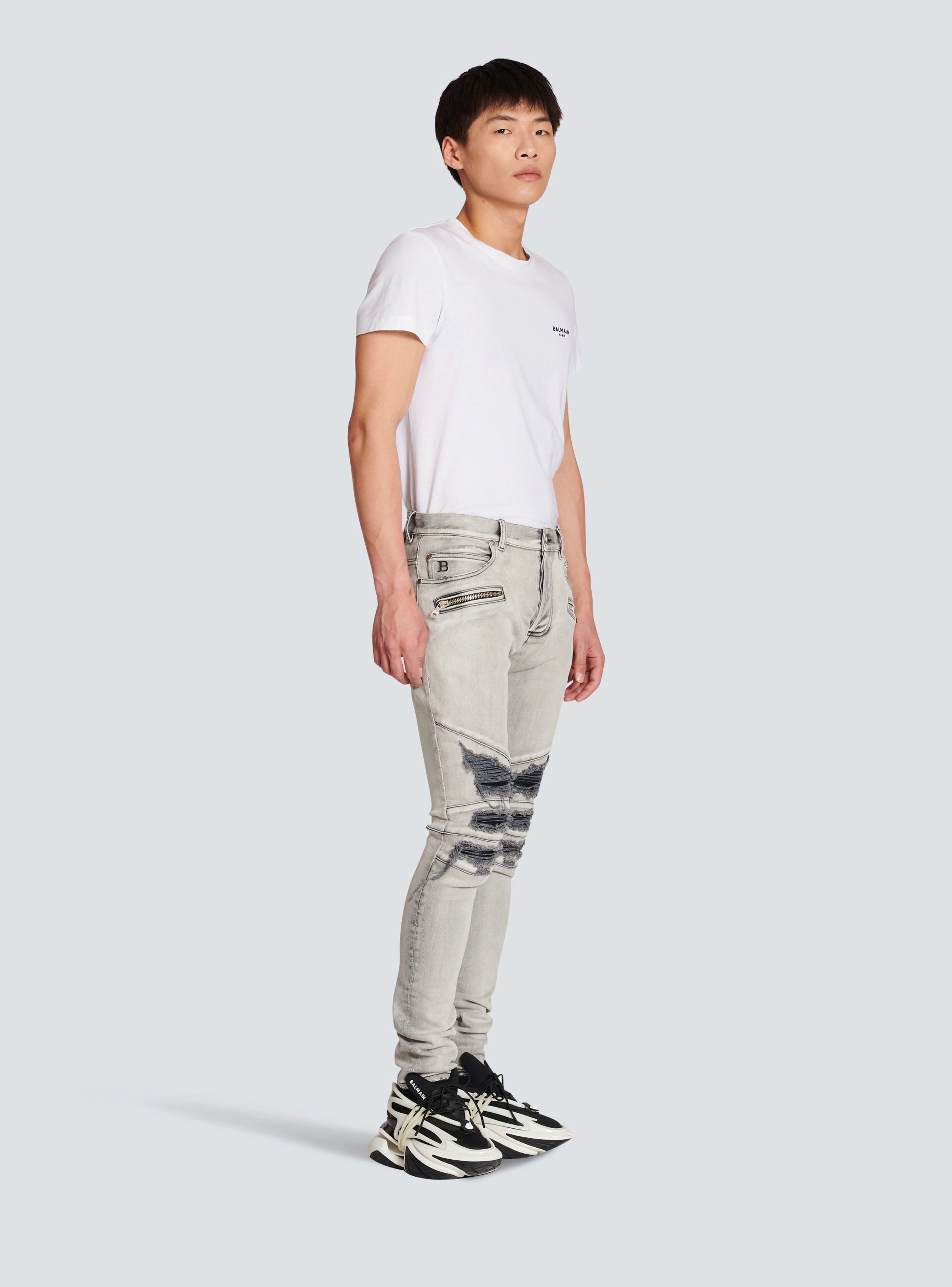 BALMAIN MEN'S RIBBED PATCHES SLIM JEANS-5419 NWT