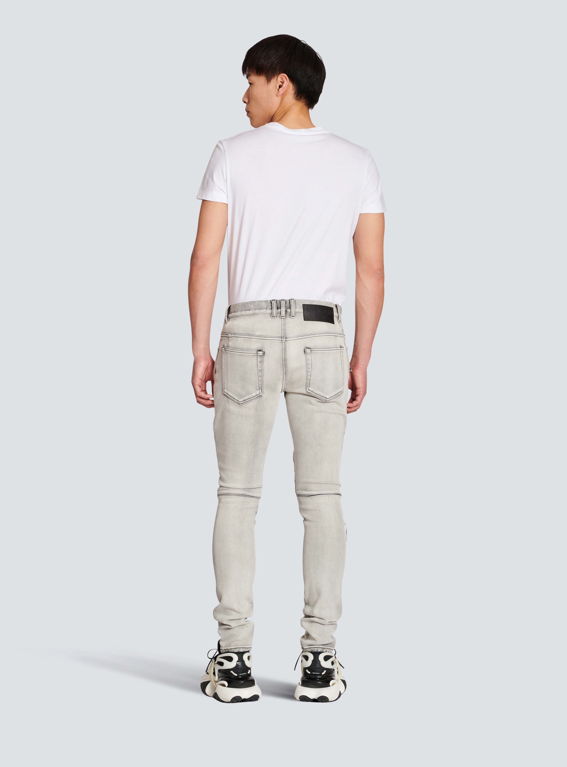 BALMAIN MEN'S RIBBED PATCHES SLIM JEANS-5419 NWT
