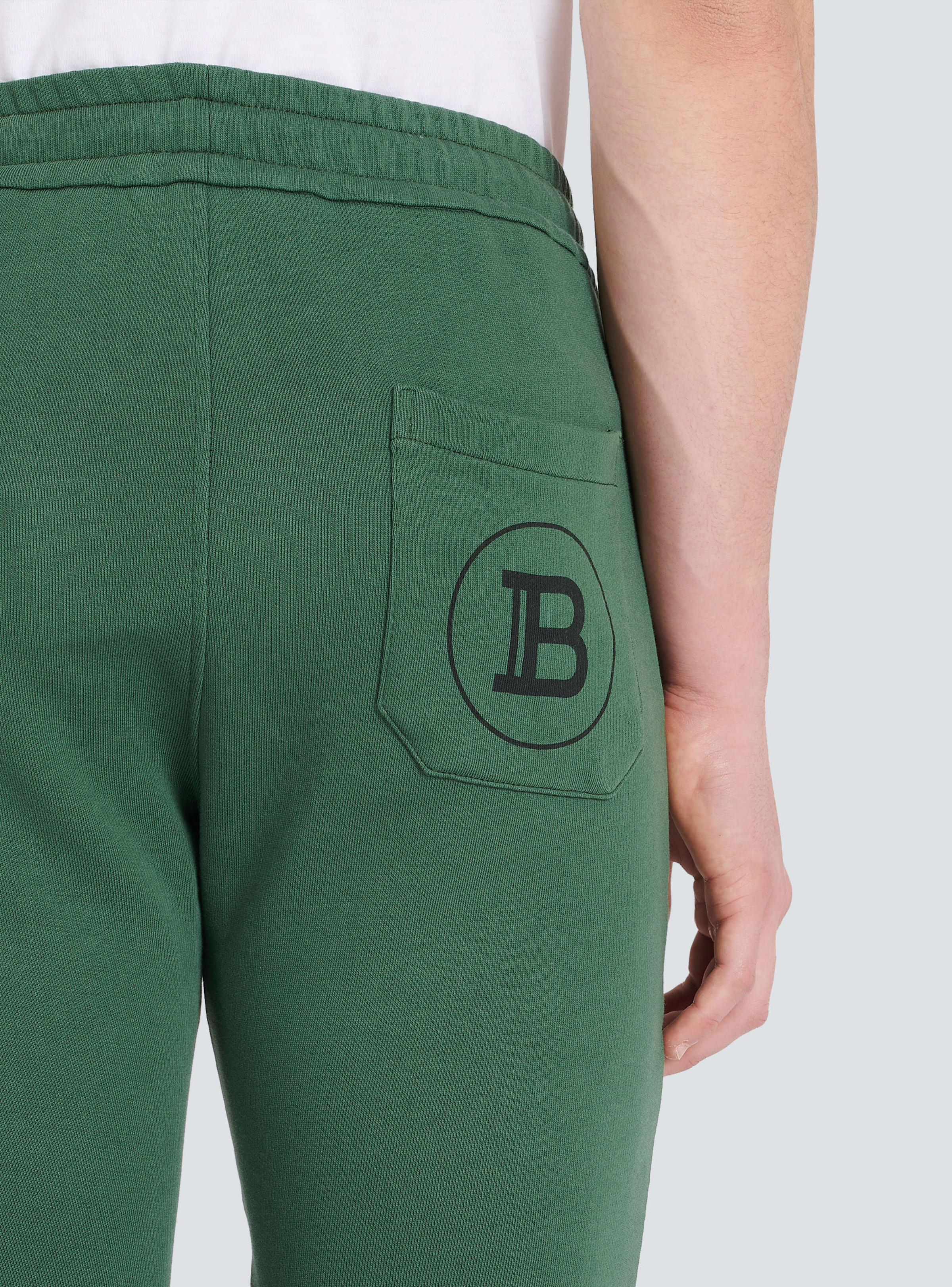 BALMAIN MEN'S RIBBED BALMAIN PRINTED SWEATPANTS NWT