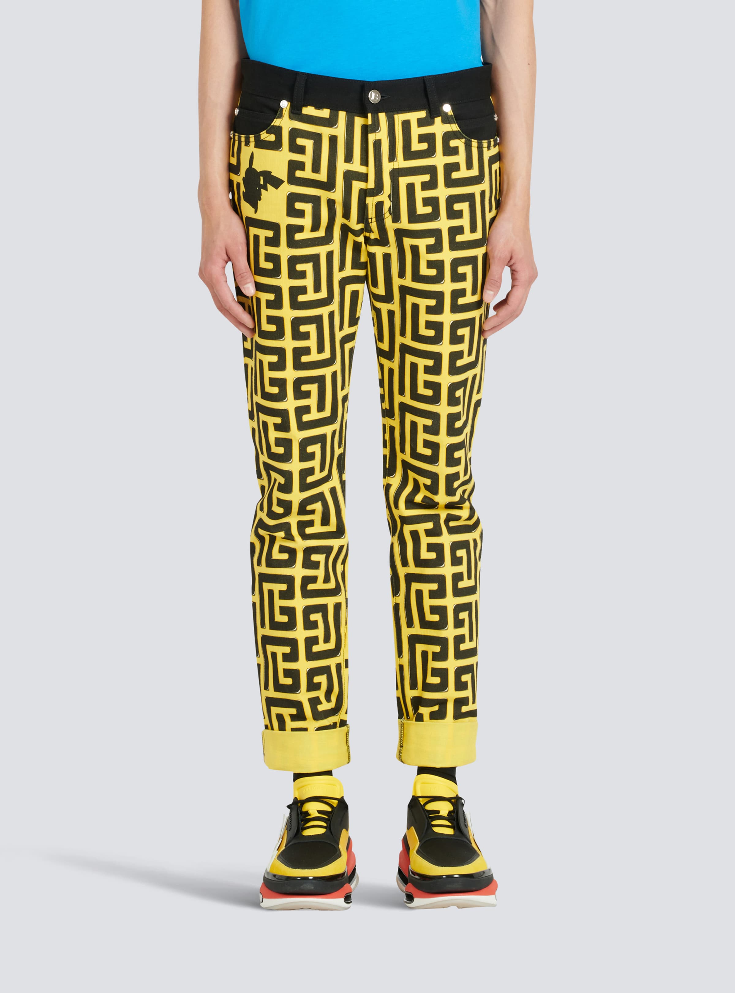 BALMAIN MEN'S MONOGRAM DENIM PANTS NWT