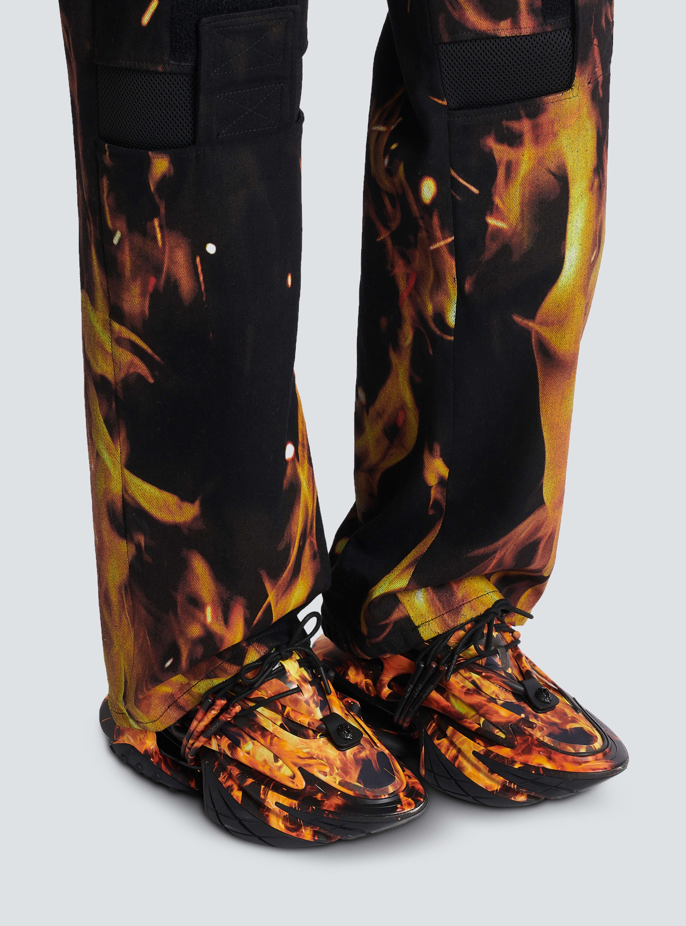BALMAIN MEN'S UNICORN-PRINTED NEOPRENE&CALFSKIN NWT