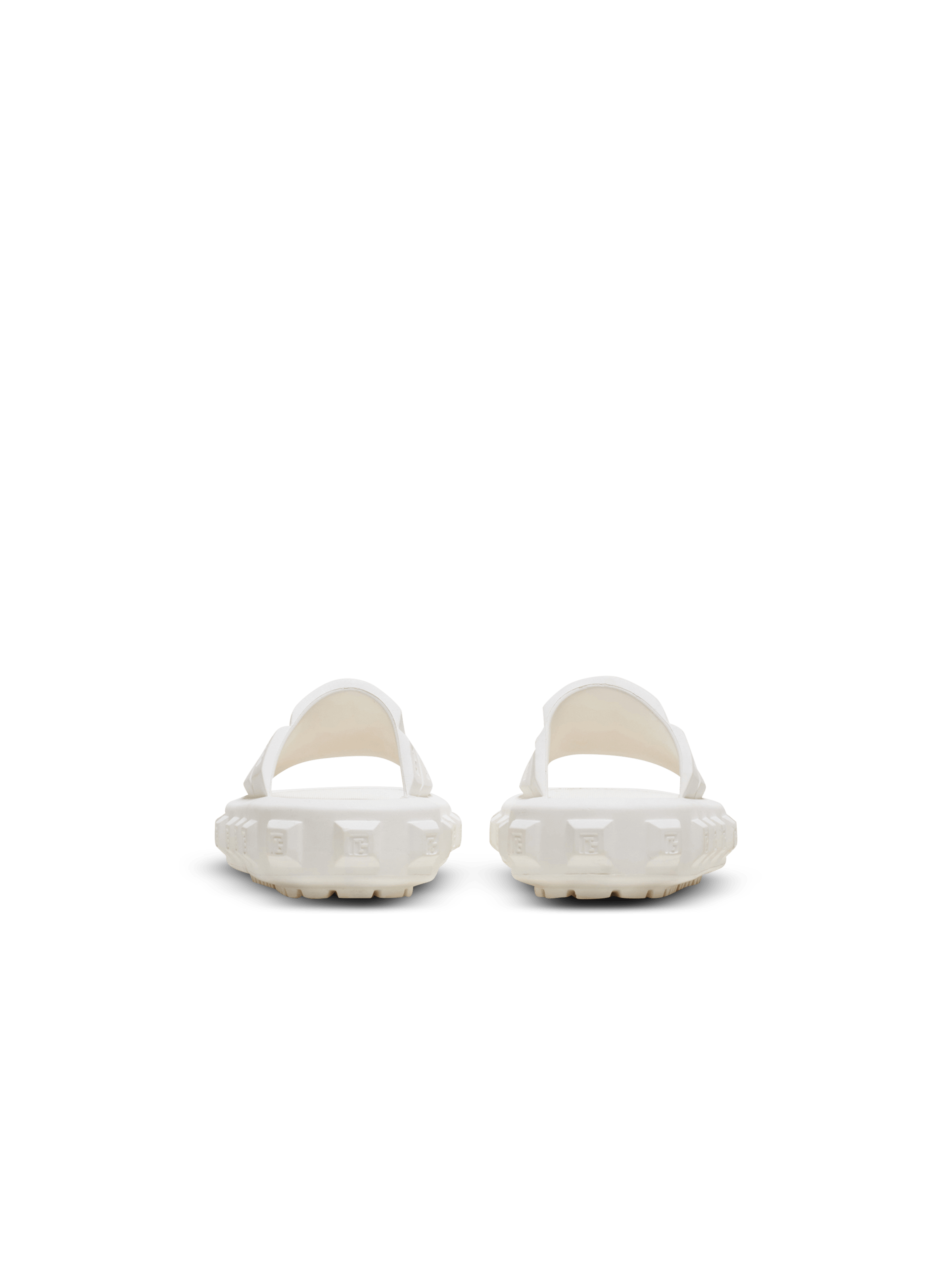 BALMAIN MEN'S WHITE RUBBER EMBOSSED SLIDES