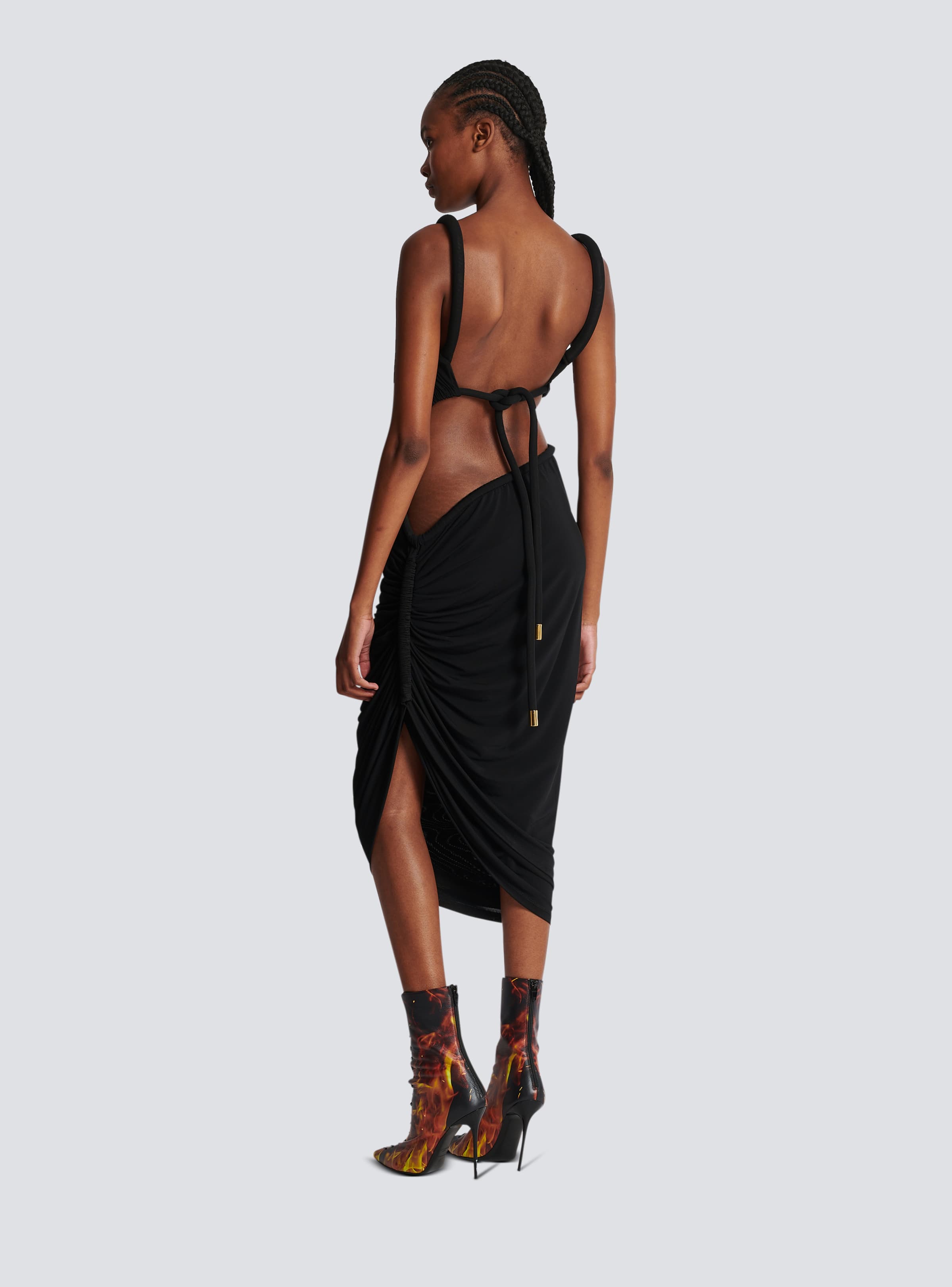 BALMAIN WOMEN'S HALTER DRAPED JERSEY SHORT DRESS NWT