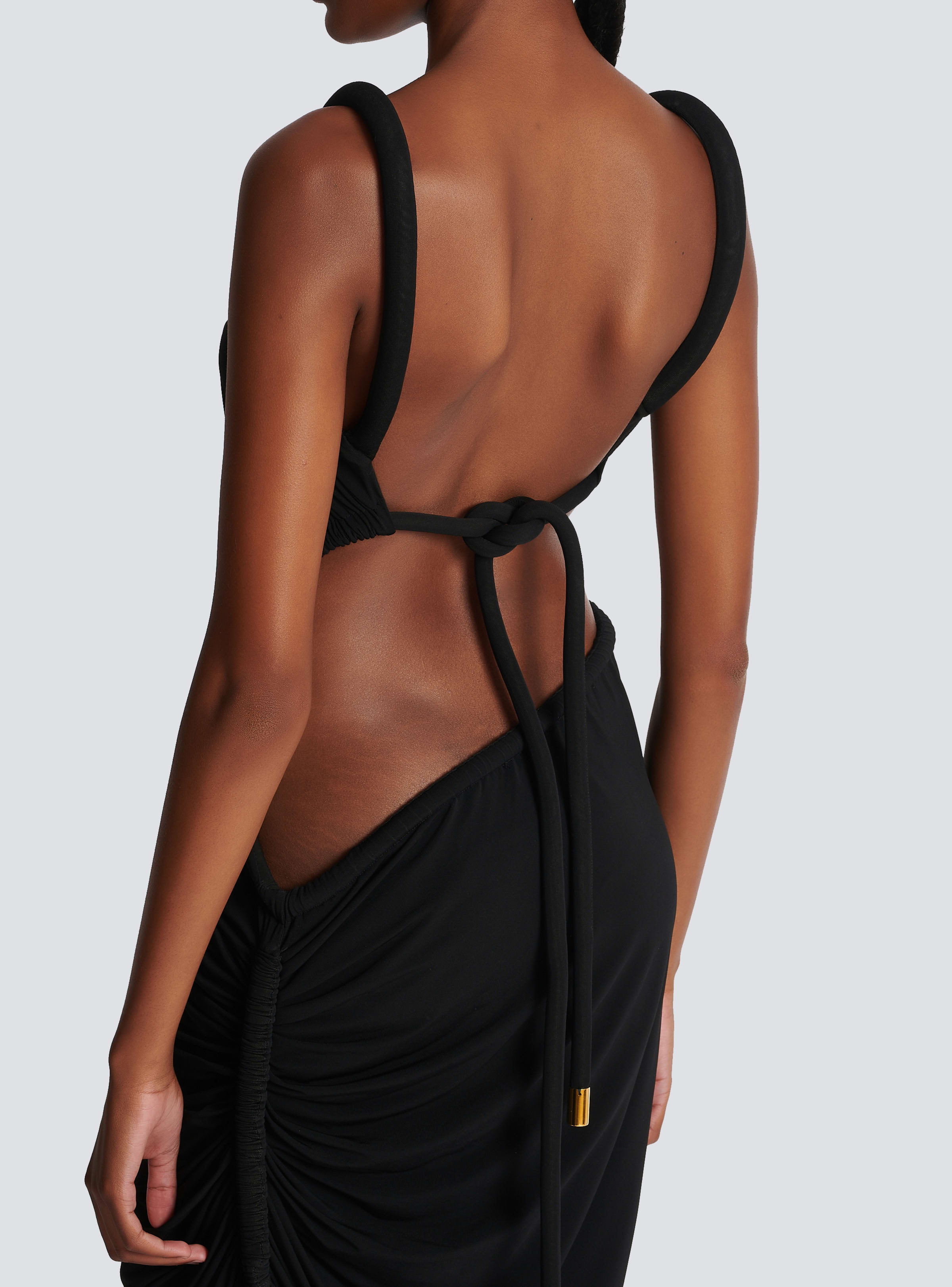 BALMAIN WOMEN'S HALTER DRAPED JERSEY SHORT DRESS NWT