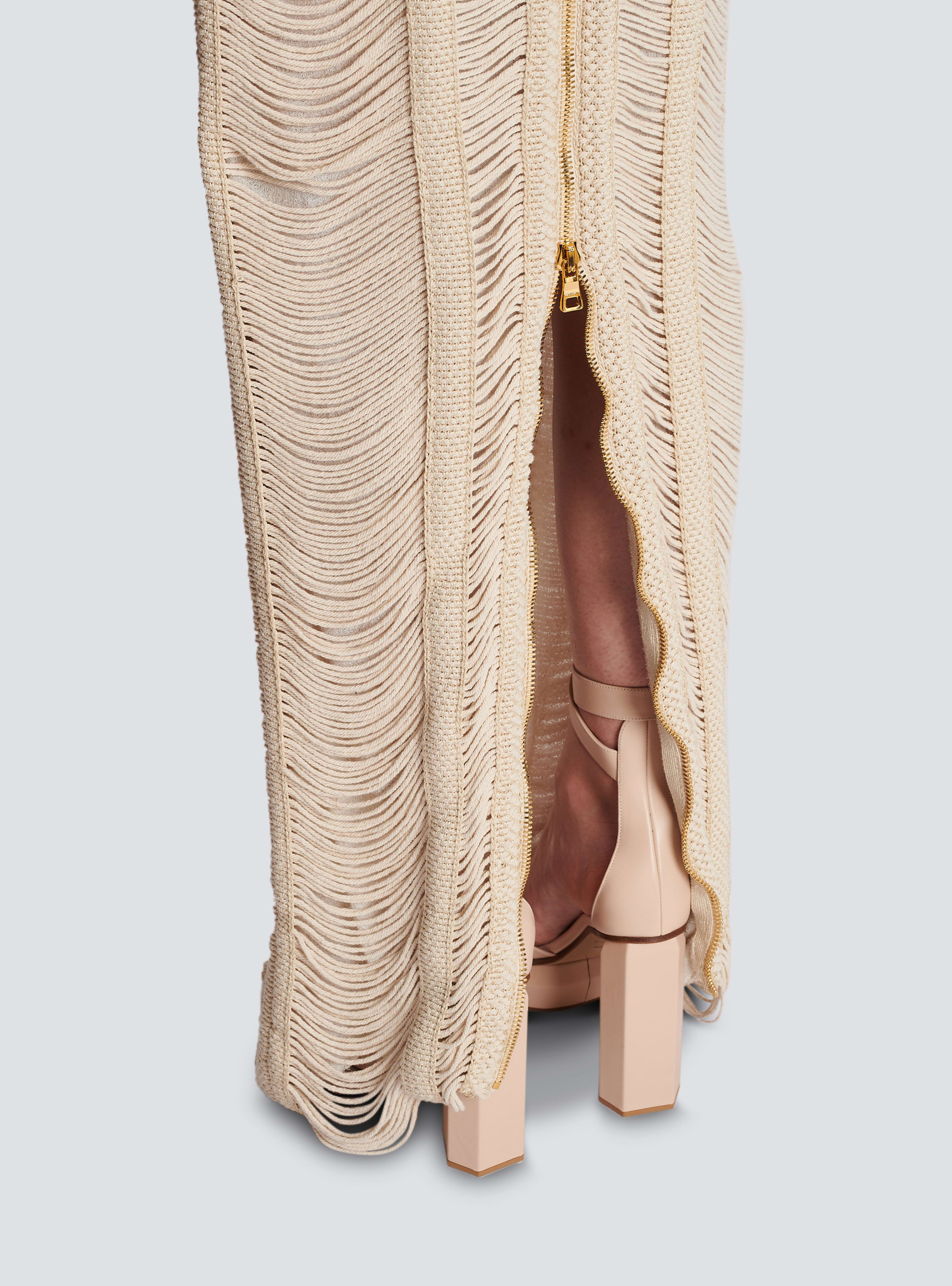 BALMAIN WOMEN'S NATURAL MACRAME KNIT LONG DRESS