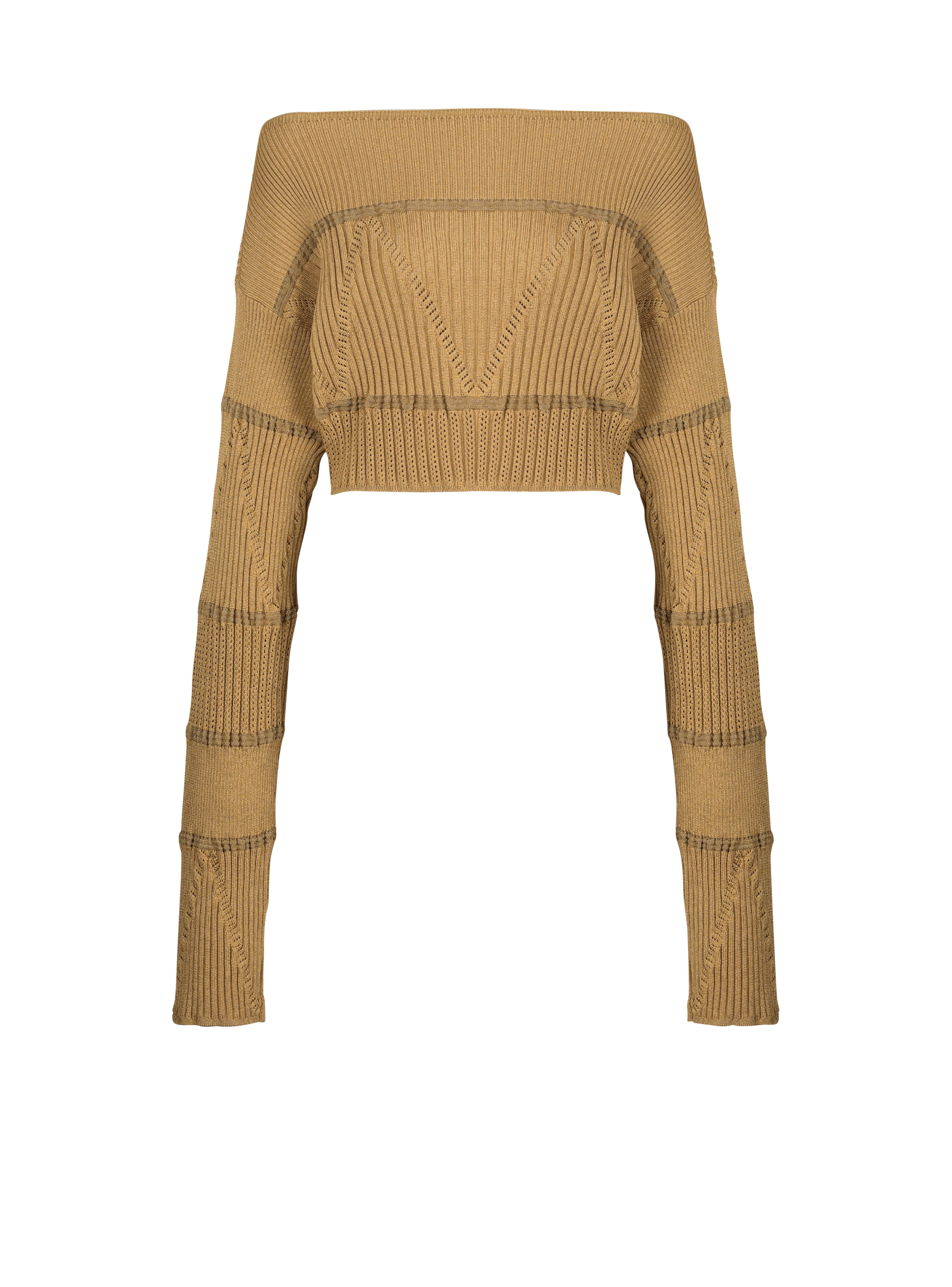 BALMAIN WOMEN'S BOAT NECK KNITTED CROPPPED SWEATER NWT