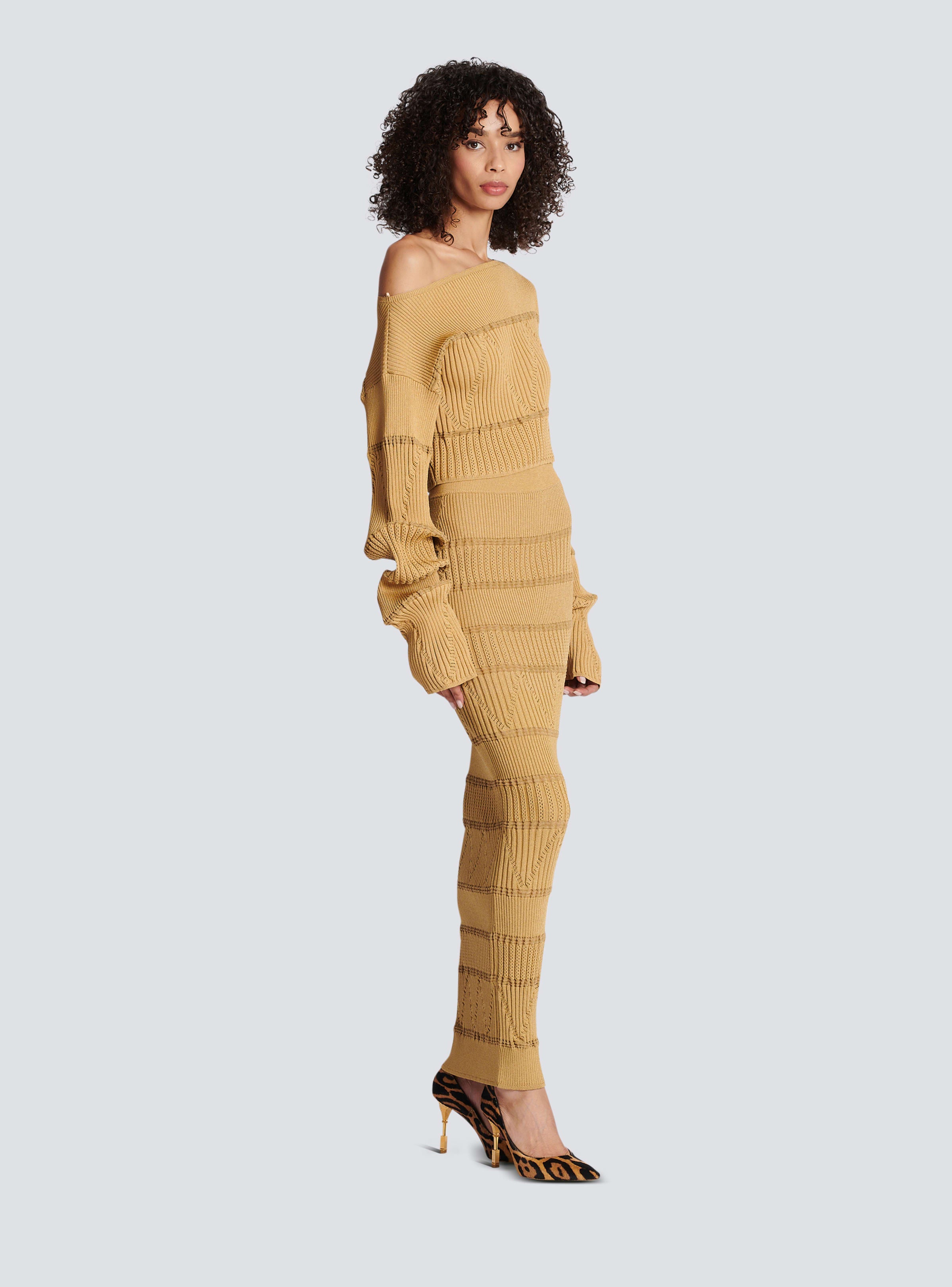 BALMAIN WOMEN'S BOAT NECK KNITTED CROPPPED SWEATER NWT