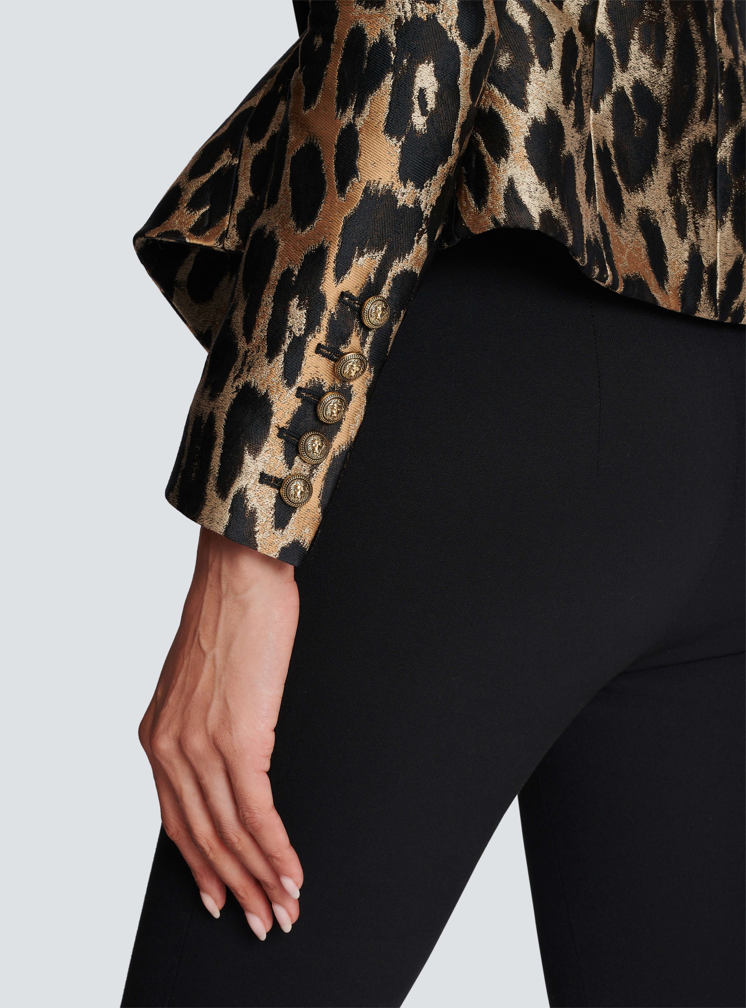 BALMAIN WOMEN'S 8 BTN LEOPARD JACQUARD JACKET NWT