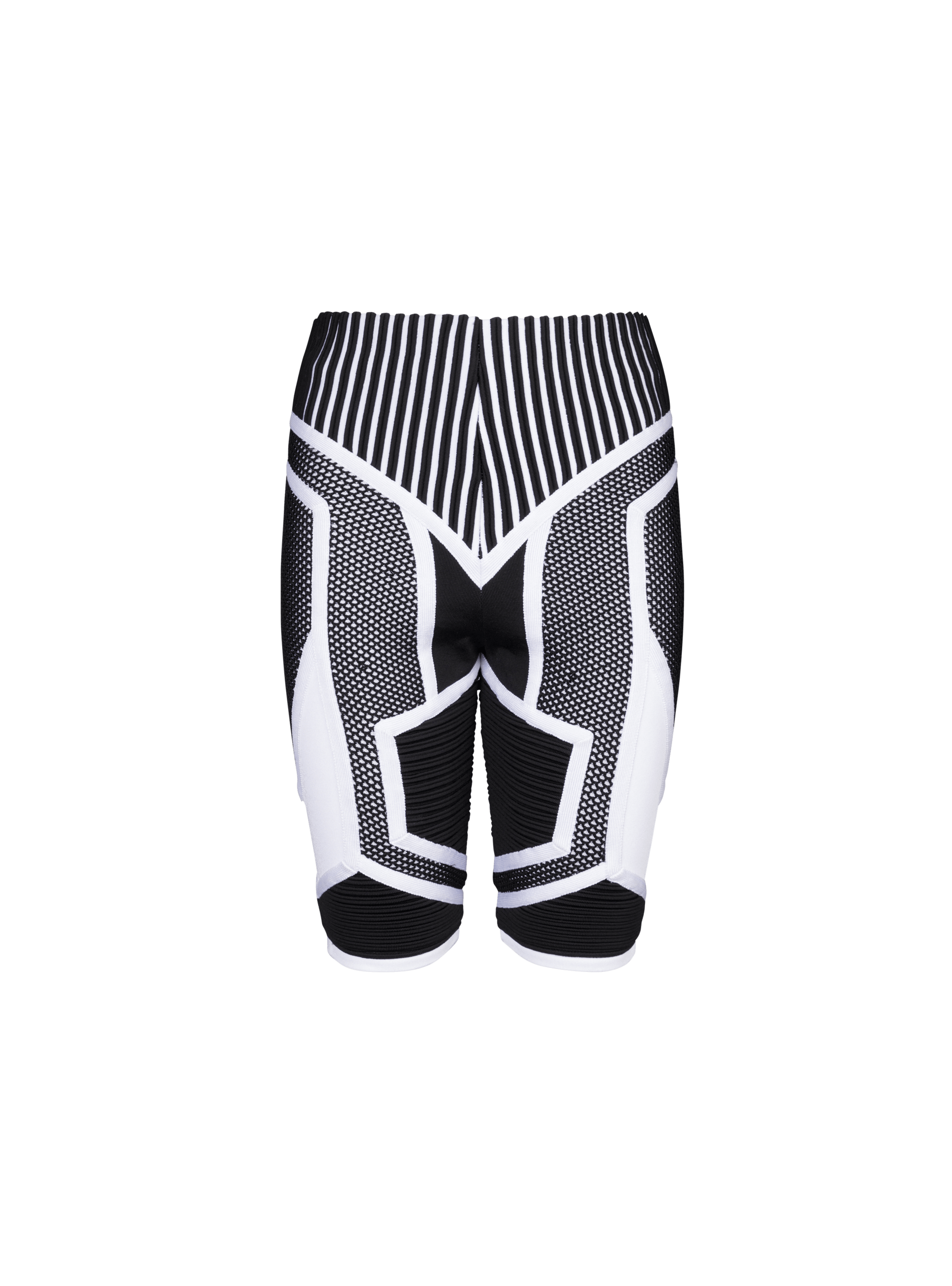 BALMAIN WOMEN'S HW BIKER KNIT & MESH CYCLIST SHORTS NWT