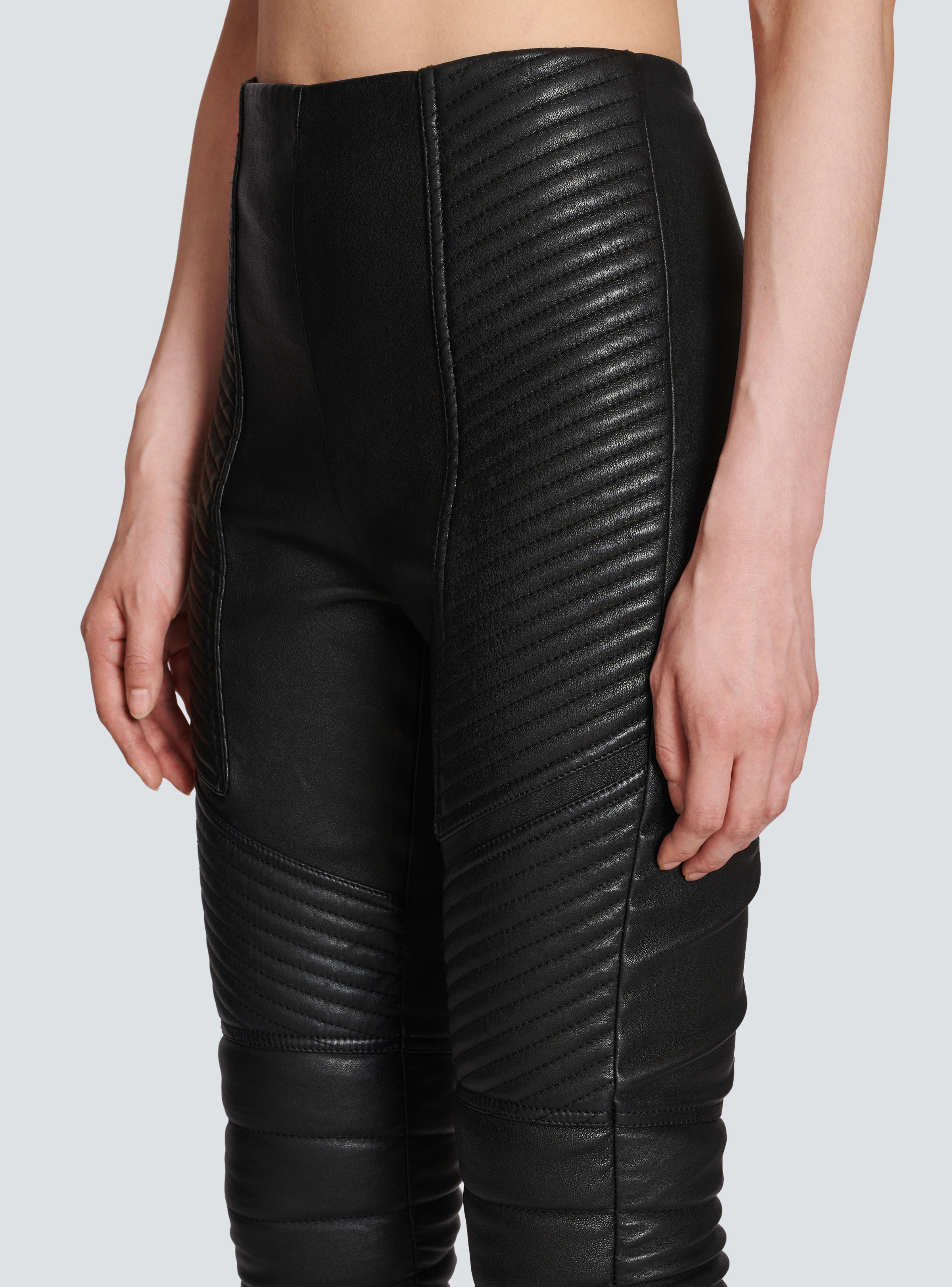 BALMAIN WOMEN'S HW BIKER LEATHER SKINNY PANTS NWT