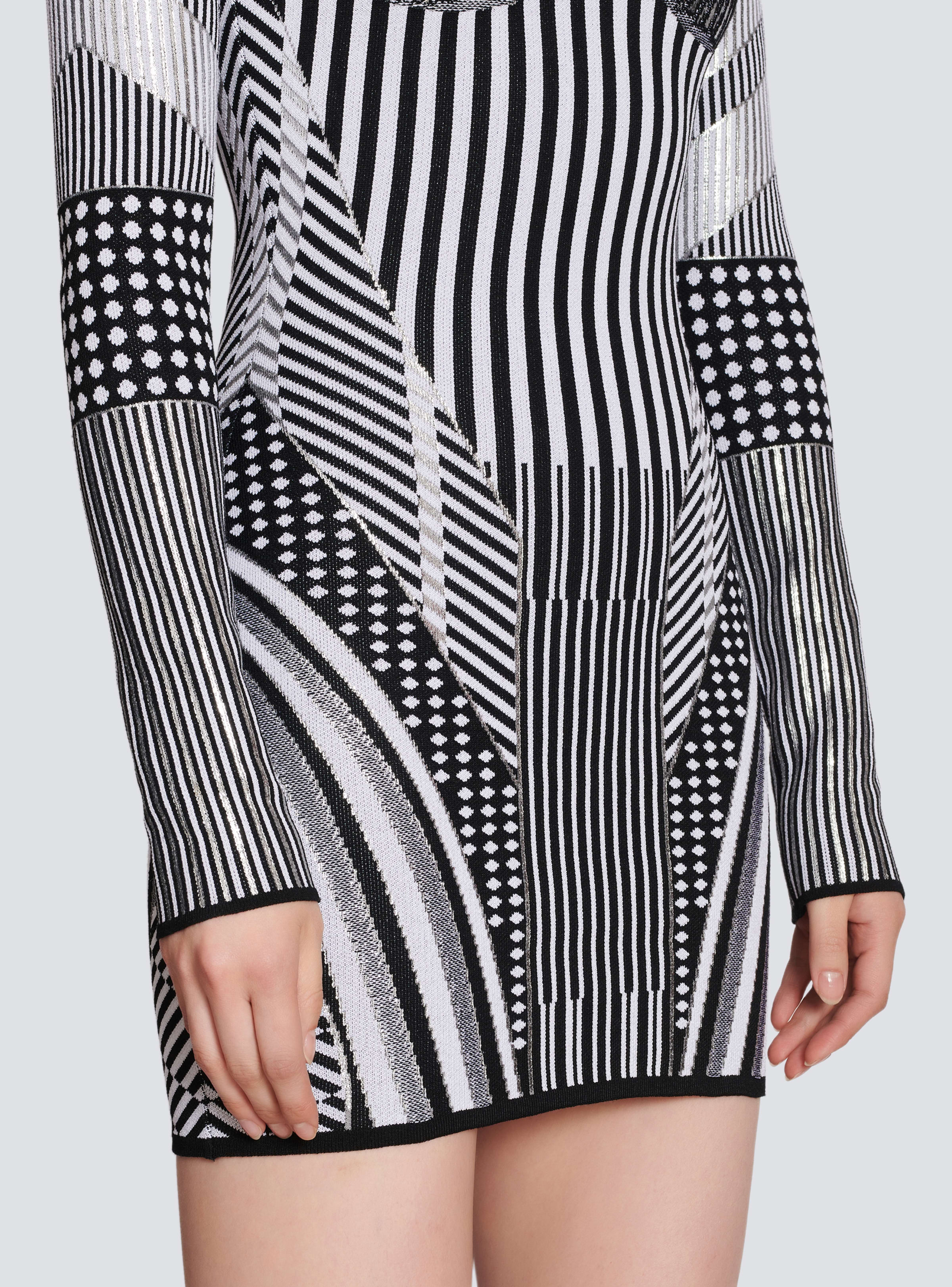 BALMAIN WOMEN'S LS BIKER SILVER KNIT SHORT DRESS NWT