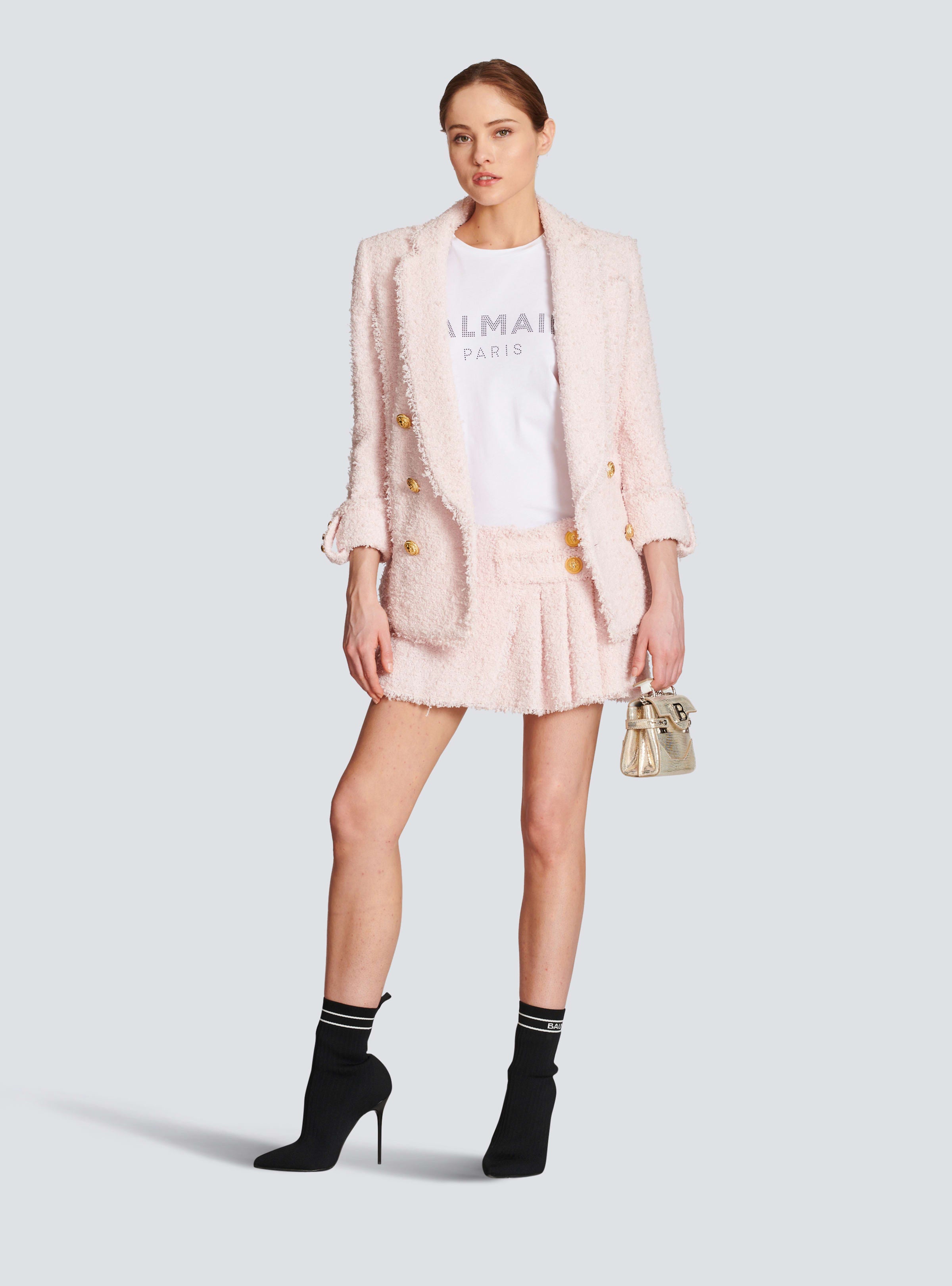 BALMAIN WOMEN'S TWEED MINI KILT SKIRT NWT