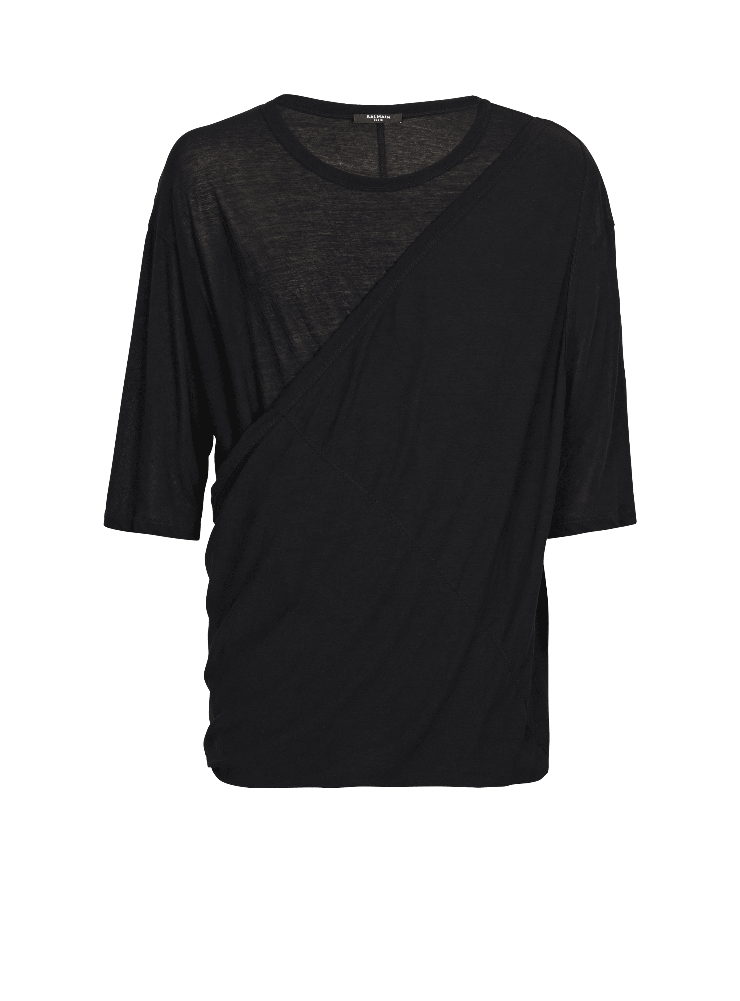 BALMAIN MEN'S DOUBLE LAYER DRAPED T-SHIRT - OVERSIZE NWT