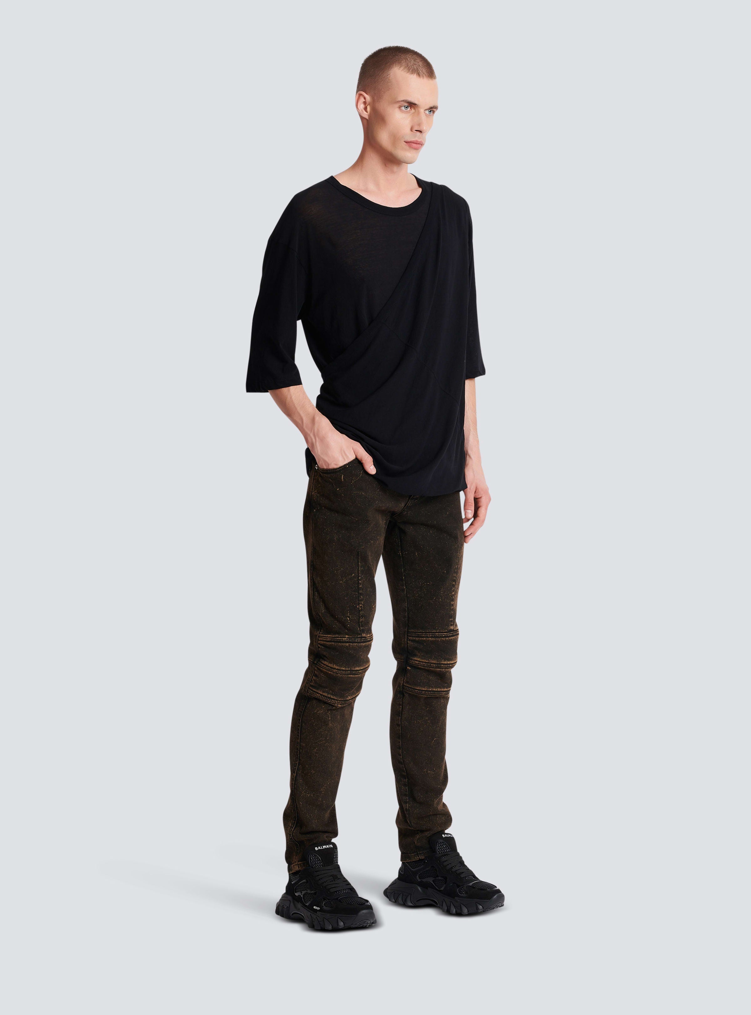 BALMAIN MEN'S DOUBLE LAYER DRAPED T-SHIRT - OVERSIZE NWT