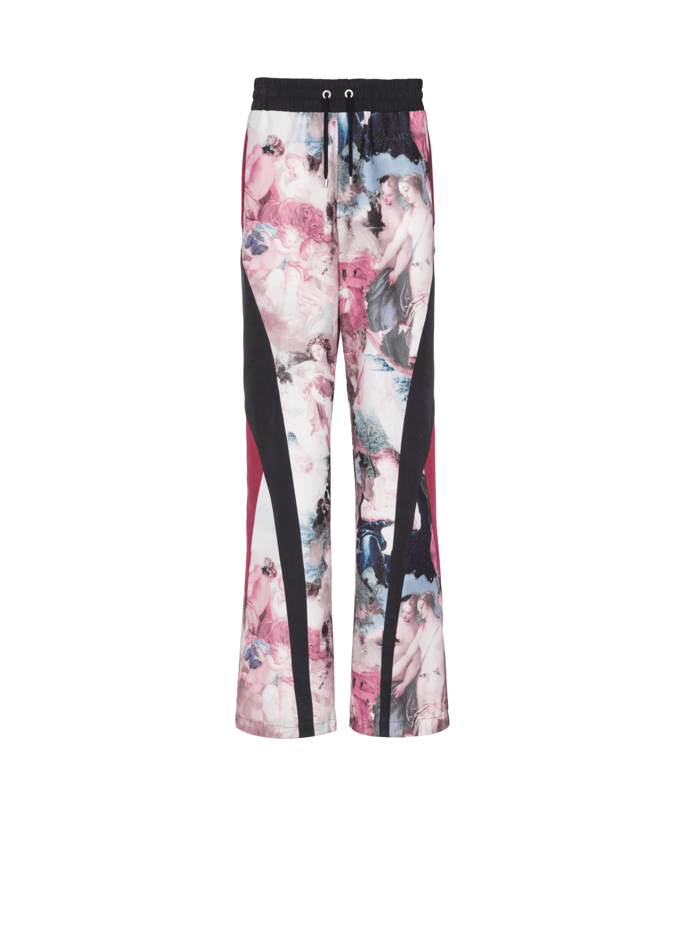 BALMAIN MEN'S MULTICUT PASTEL PRINTED NYLON SWEATPANTS NWT