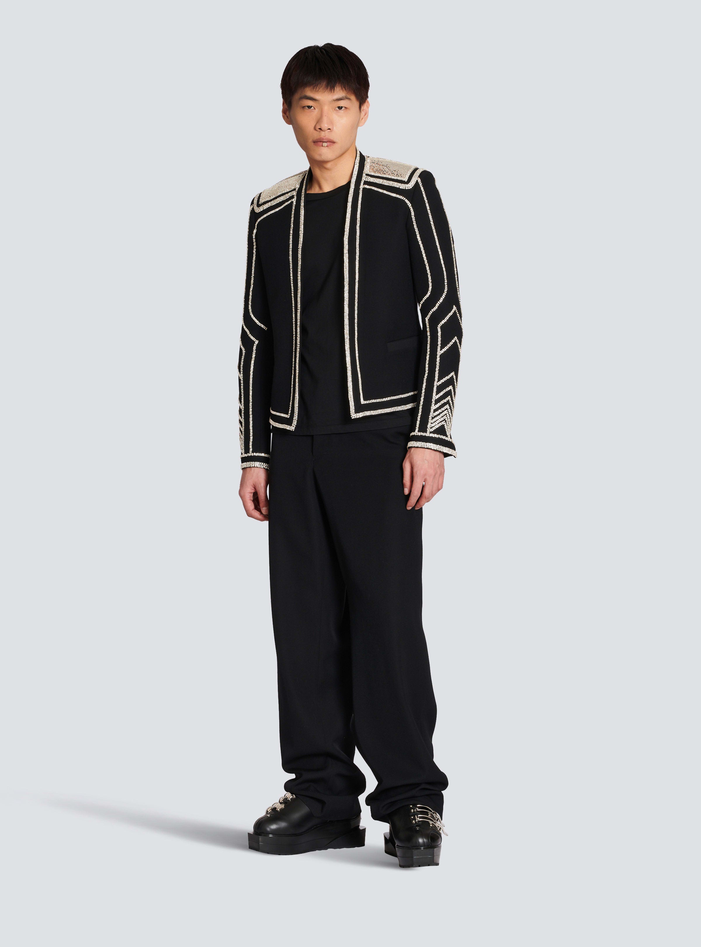 BALMAIN MEN'S BLACK LOOSE TAILORED TROUSERS