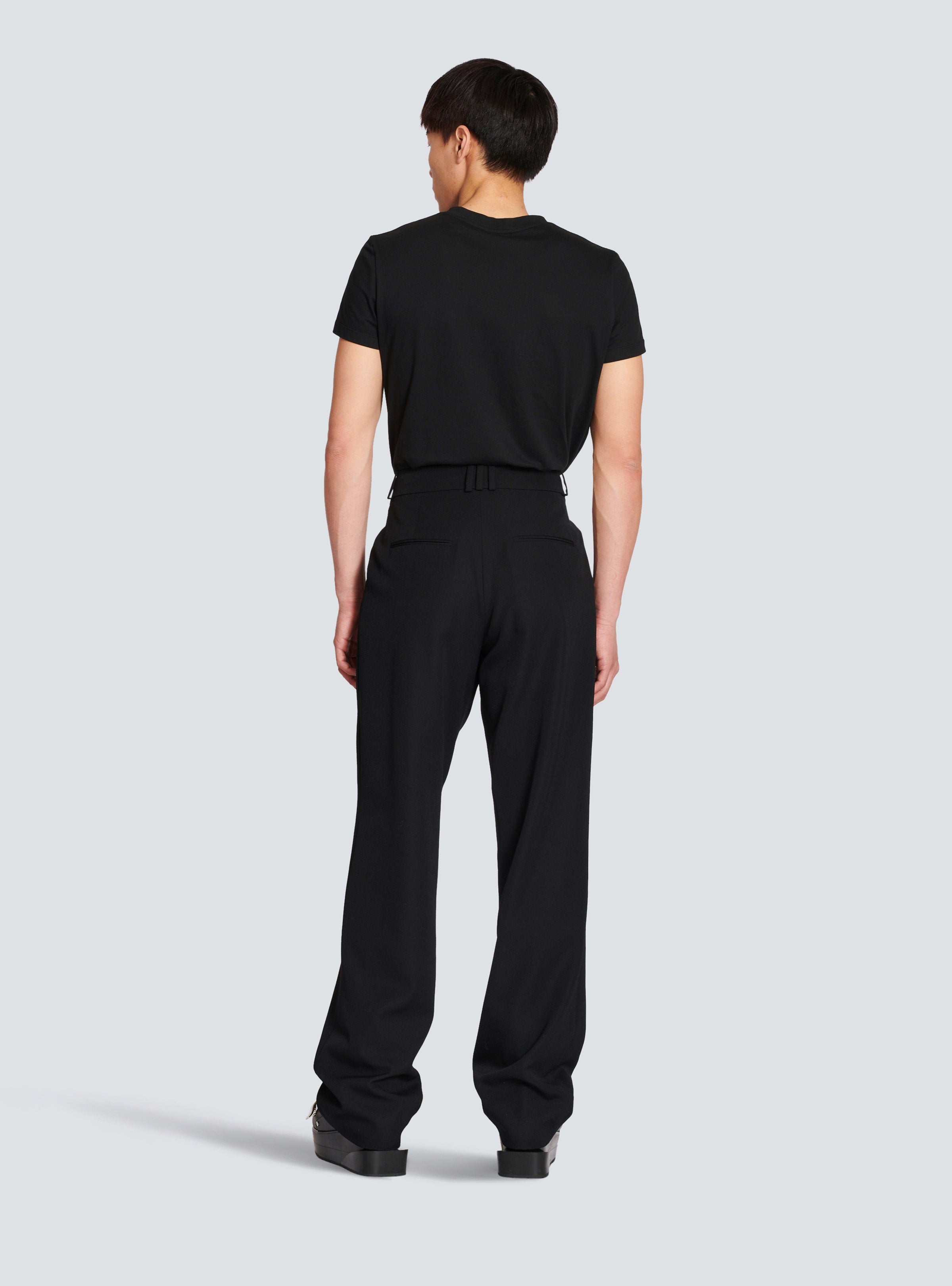 BALMAIN MEN'S BLACK LOOSE TAILORED TROUSERS
