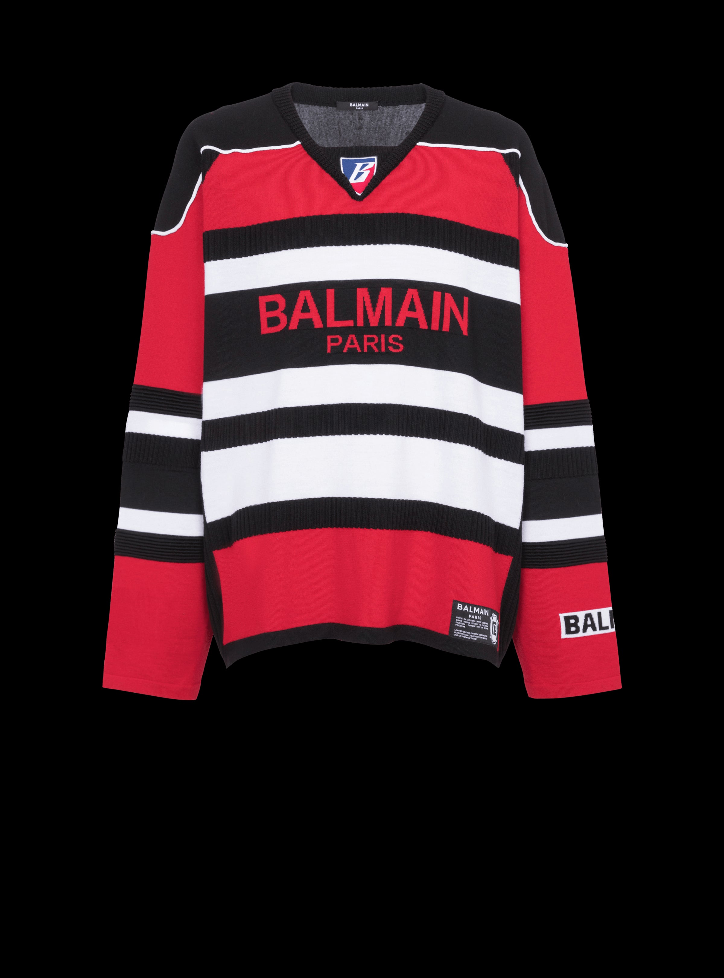 BALMAIN MEN'S B-SPORTY BI-COLOR BOXY SWEATER NWT