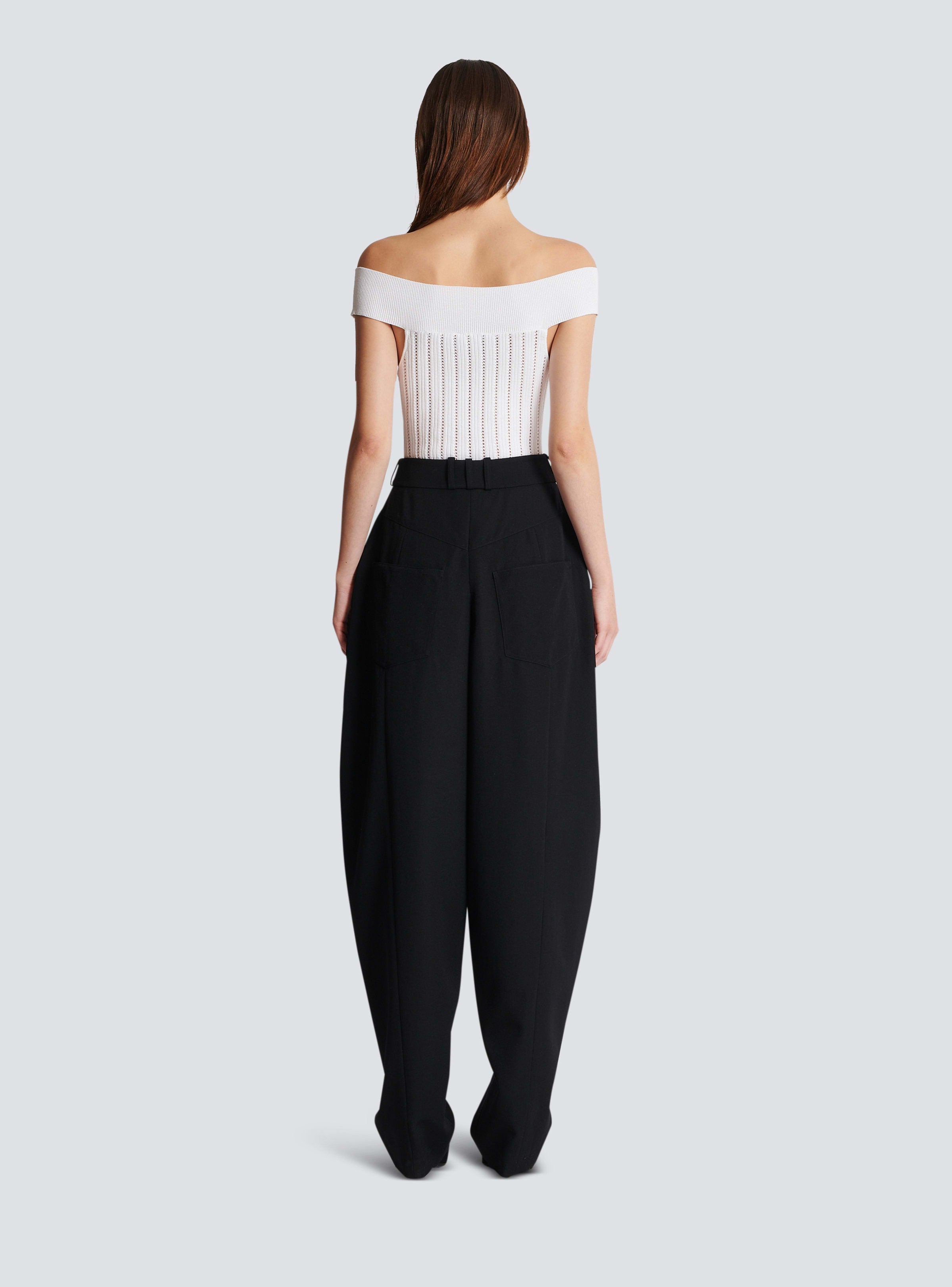 BALMAIN WOMEN'S OFF SHOULDER CUT RIBBED KNIT BODY NWT