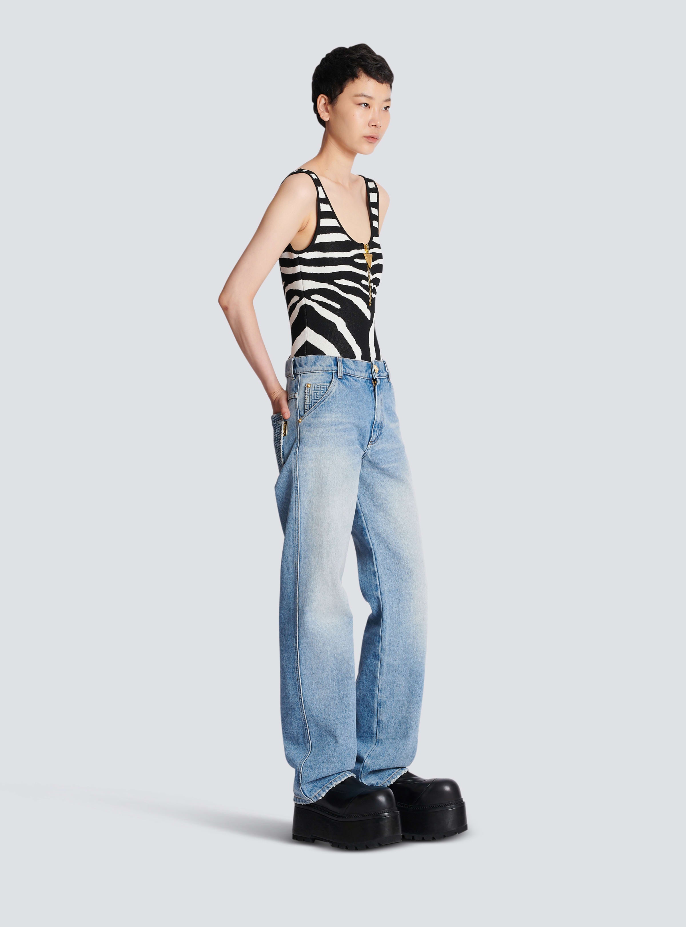 BALMAIN WOMEN'S ZEBRA JACQUARD KNIT BODY NWT