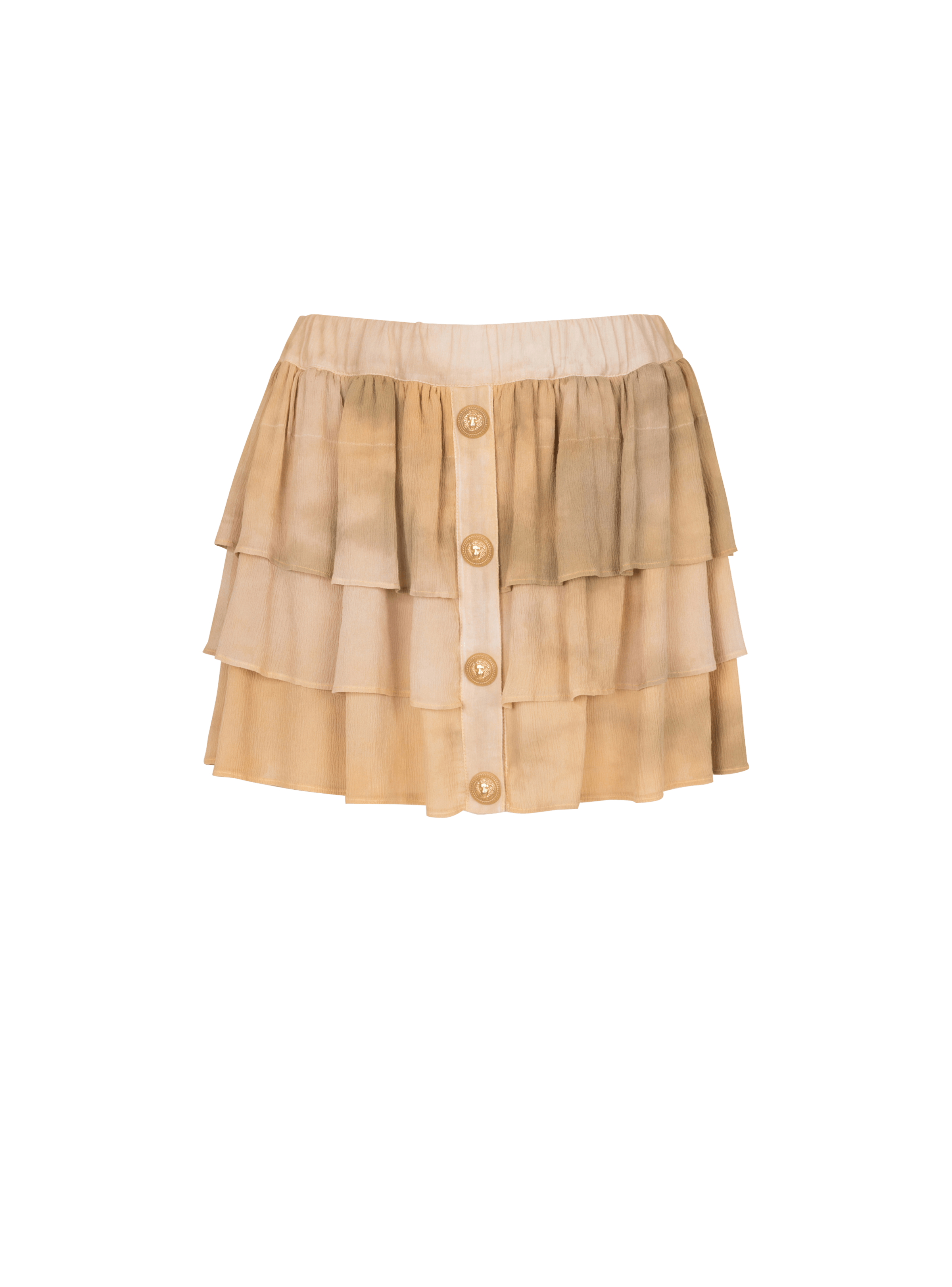 BALMAIN WOMEN'S BROWN TIE DYE RUFFLE SKIRT