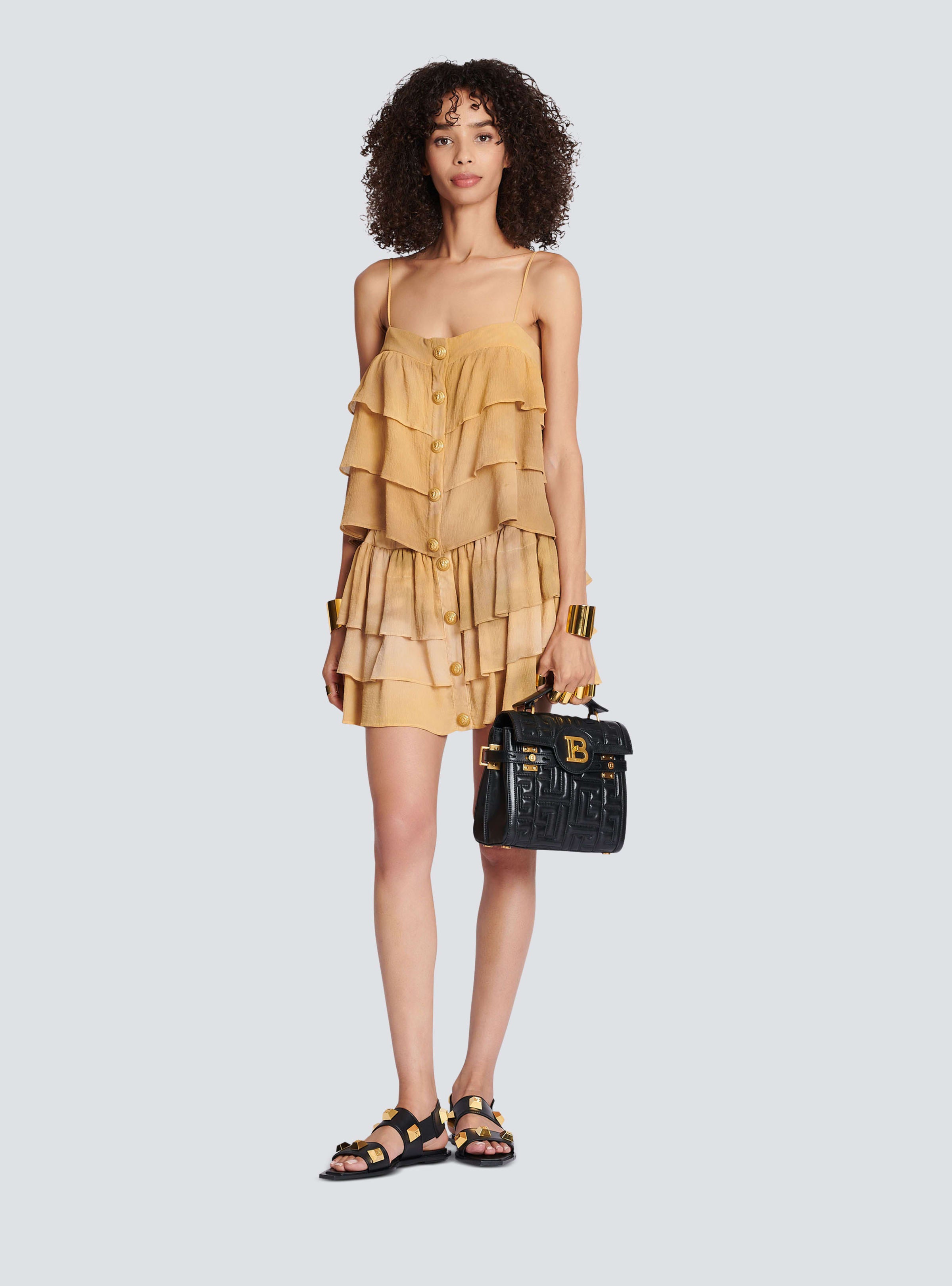 BALMAIN WOMEN'S LW TIE & DYE RUFFLES SHORT SKIRT NWT