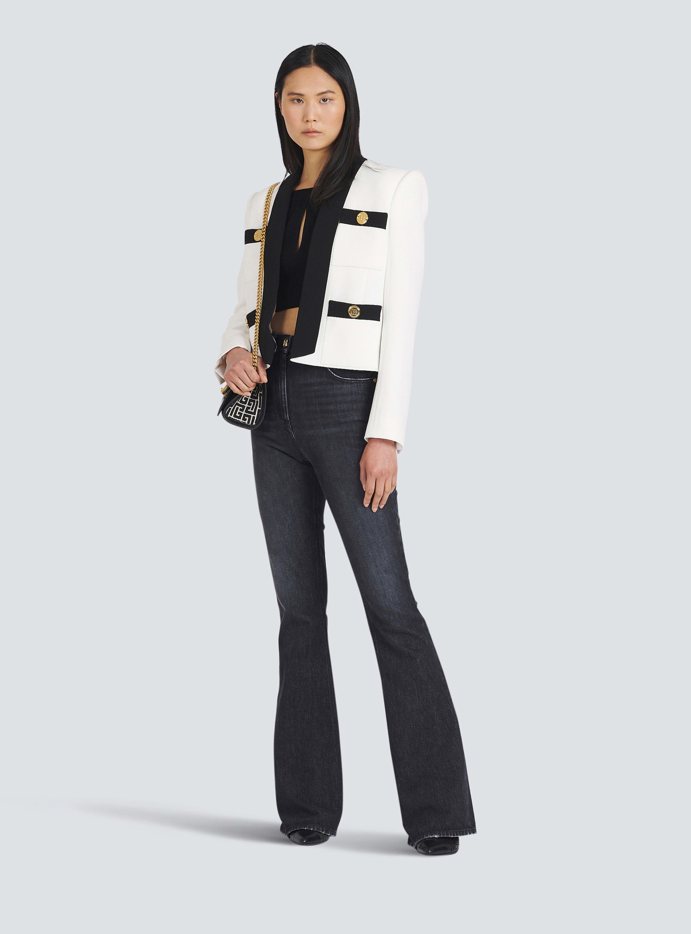 BALMAIN WOMEN'S HIGH WAIST BOOTCUT JEANS W/ MONOGRAM NWT
