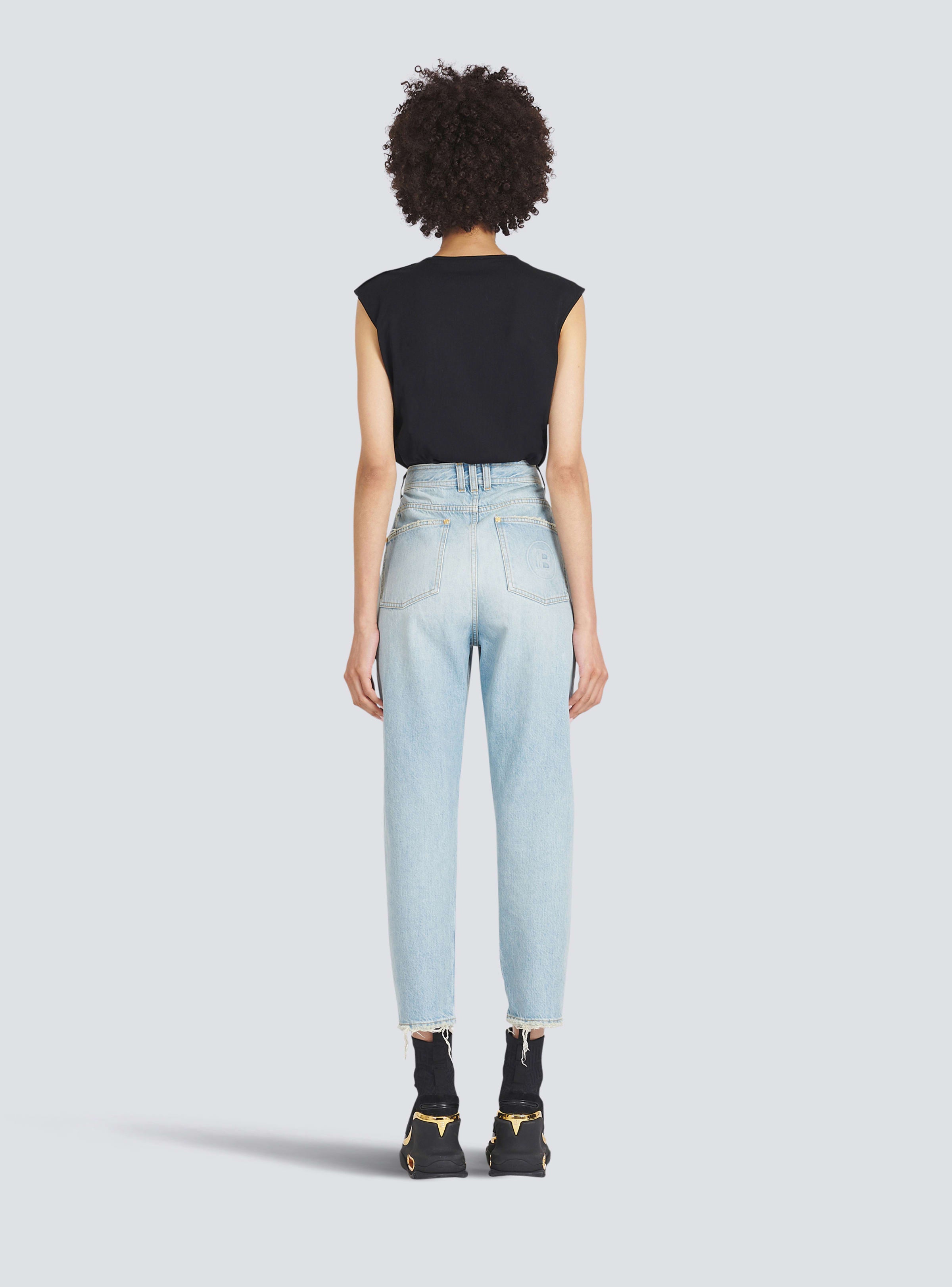 BALMAIN WOMEN'S LOW-RISE BOYFRIEND JEANS W/ MONOGRAM NWT