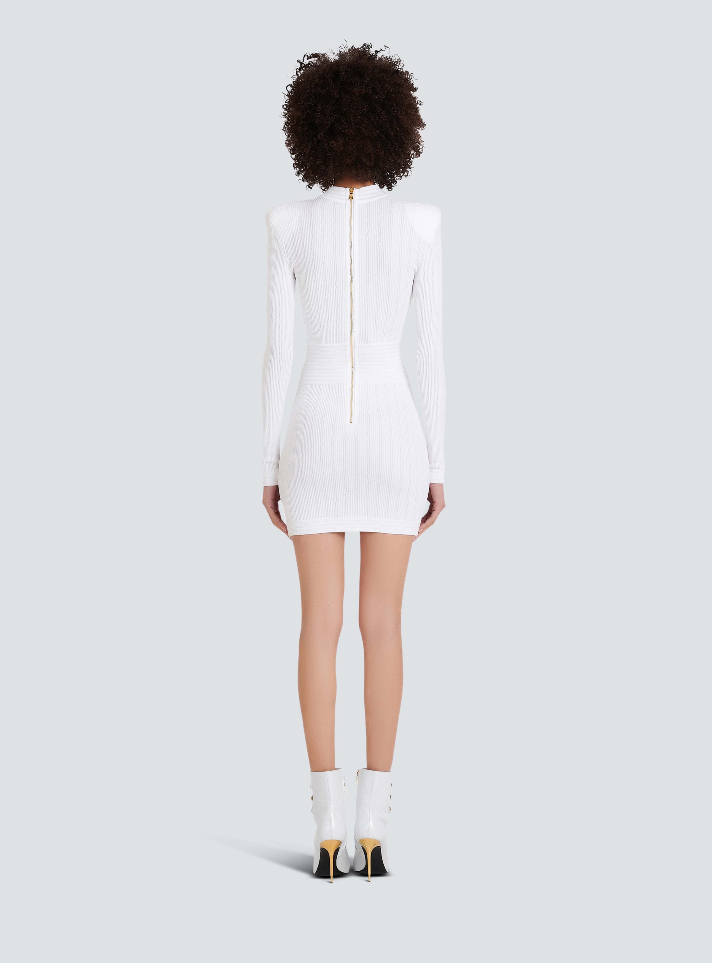 BALMAIN WOMEN'S SHORT LS V NECK BTN DETAILS KNIT DRESS NWT
