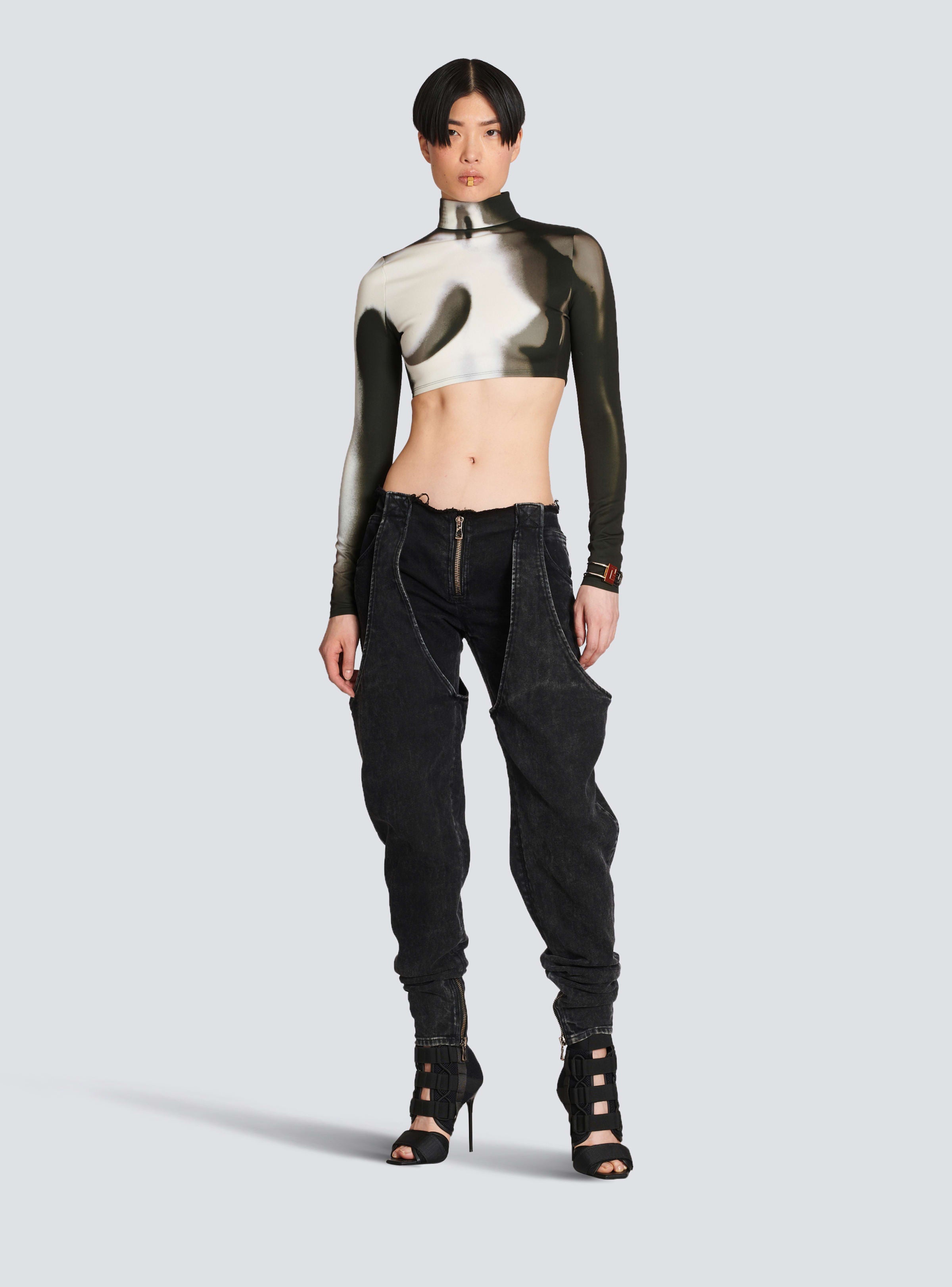 BALMAIN WOMEN'S GARTER CUT ACID WASH JEANS NWT