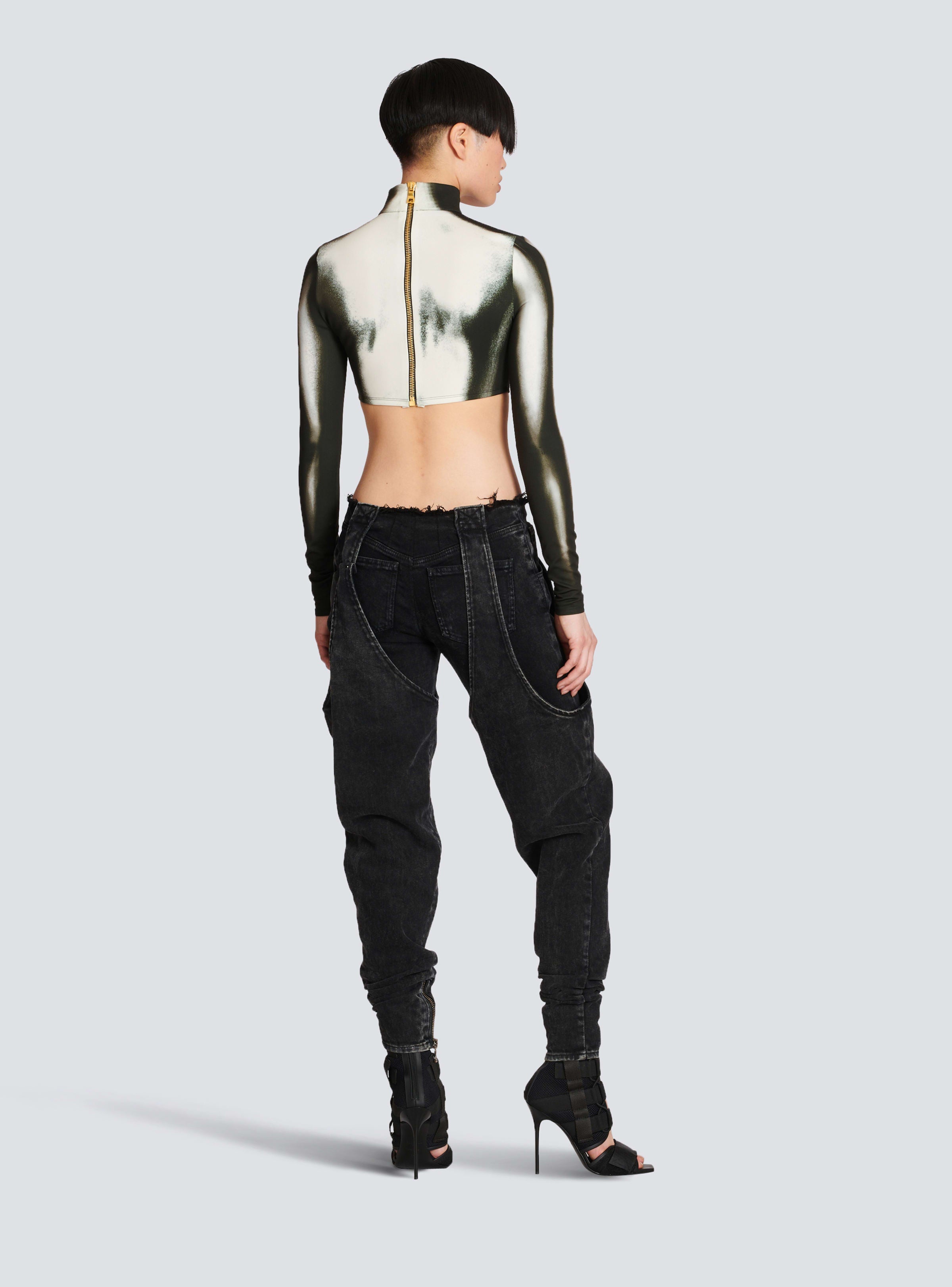 BALMAIN WOMEN'S GARTER CUT ACID WASH JEANS NWT