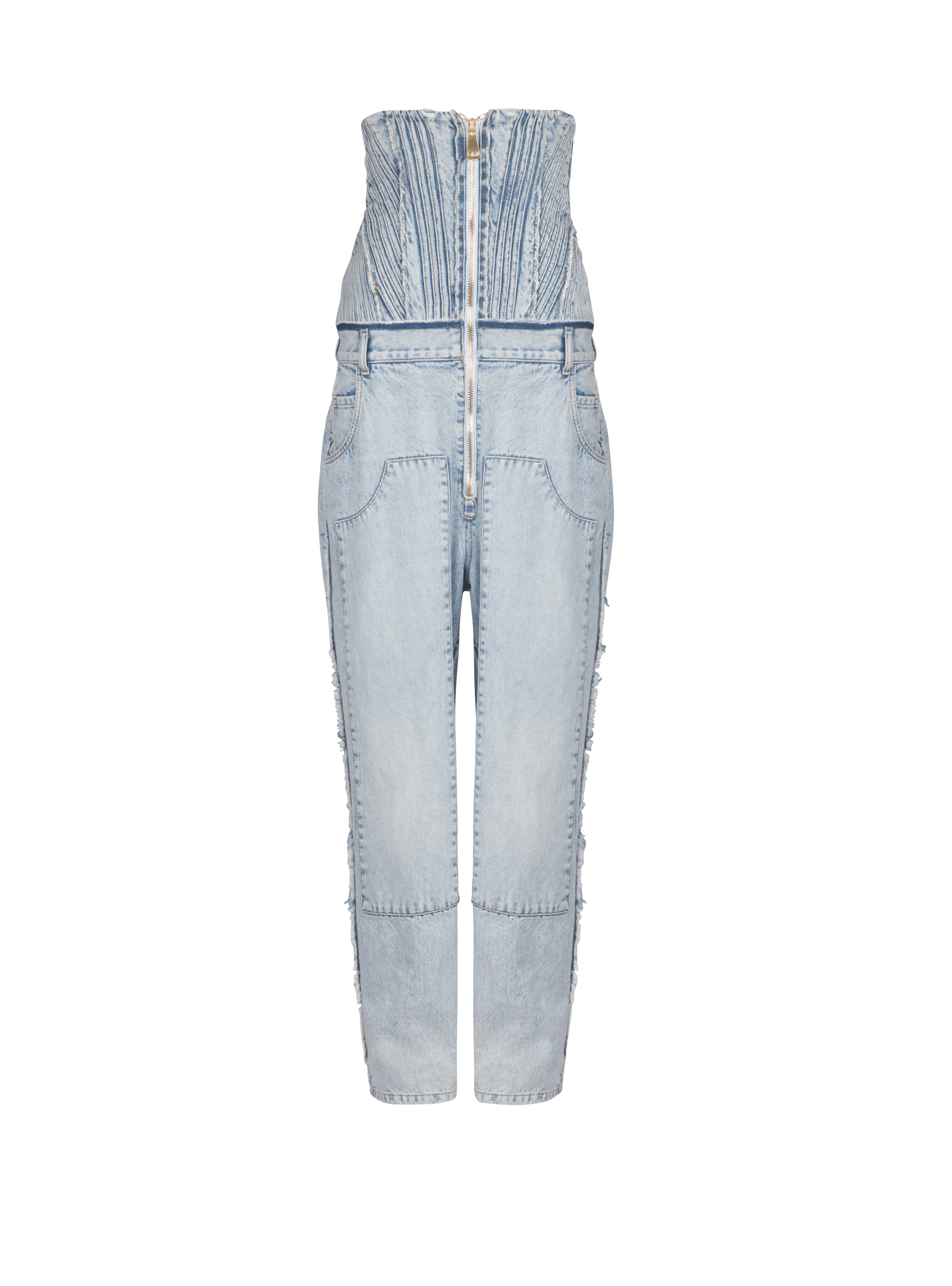 BALMAIN WOMEN'S LIGHT BLUE HIGH-WAISTED JEANS