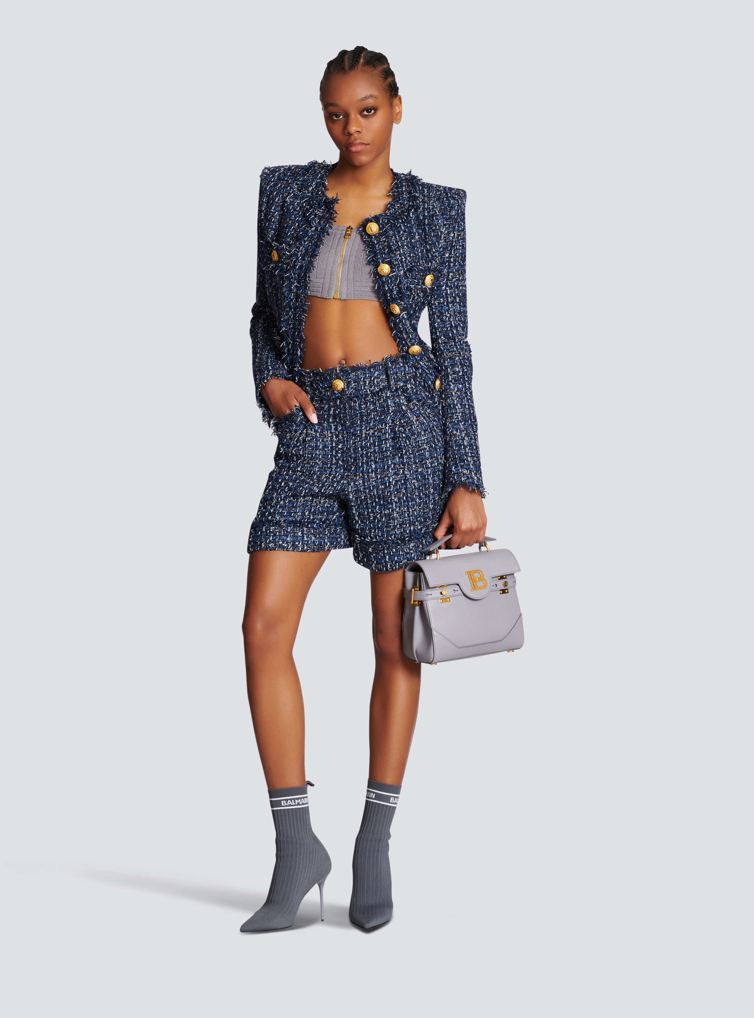 BALMAIN WOMEN'S HW DENIM TWEED SHORTS NWT