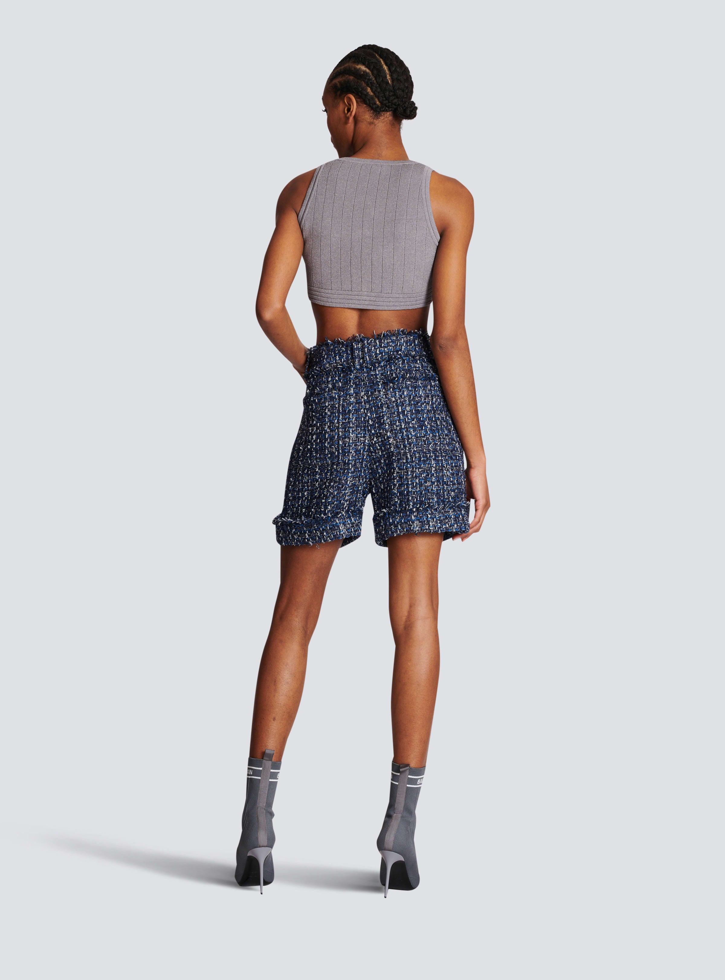 BALMAIN WOMEN'S HW DENIM TWEED SHORTS NWT