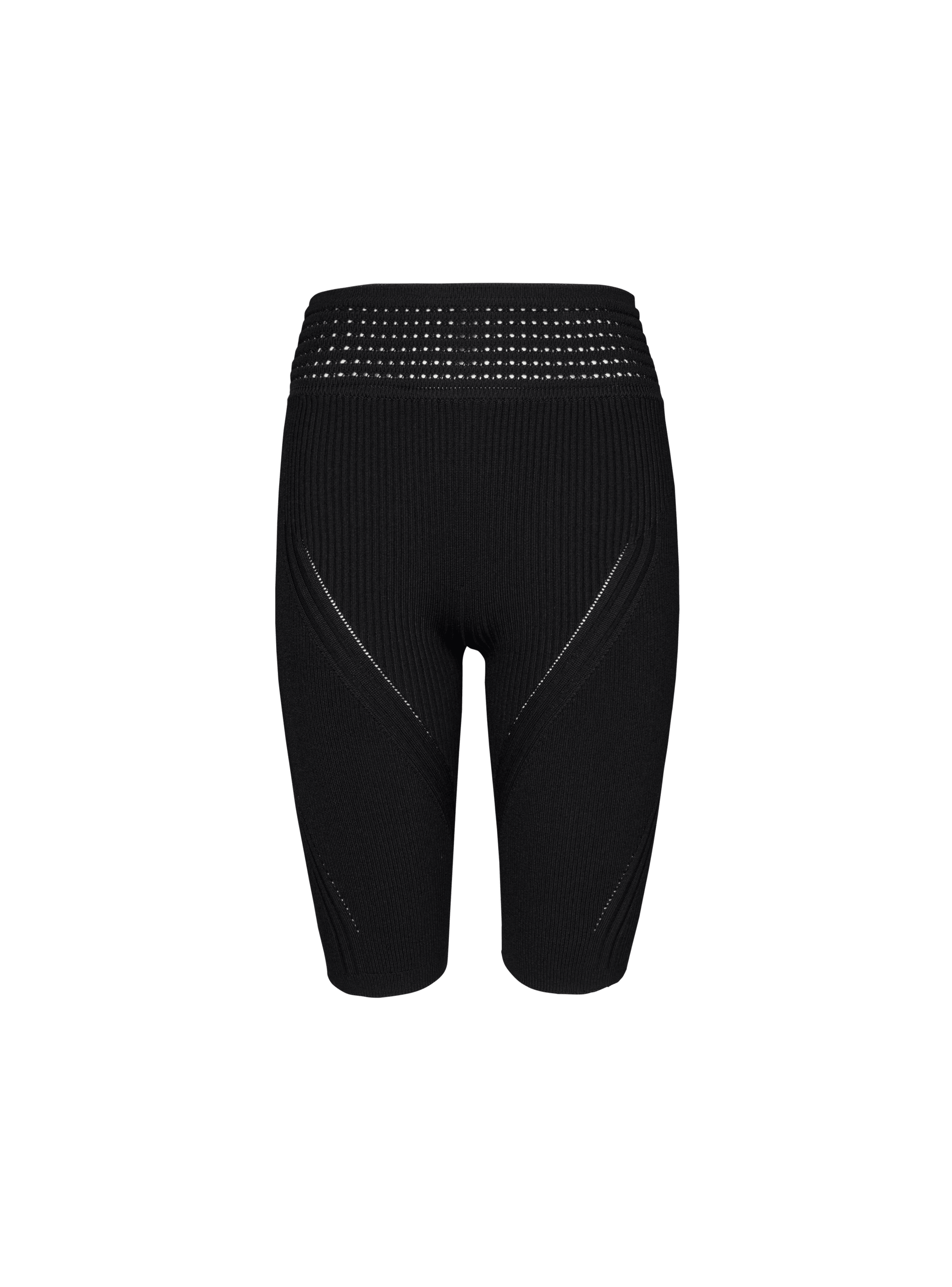 BALMAIN WOMEN'S HW RIBBED KNIT CYCLIST SHORTS NWT