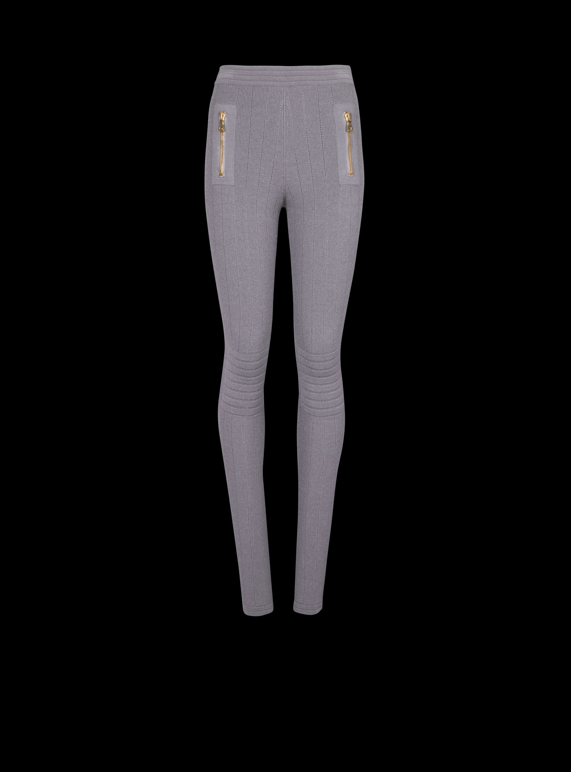 BALMAIN WOMEN'S RIBBED KNIT ZIPPED LEGGINGS NWT