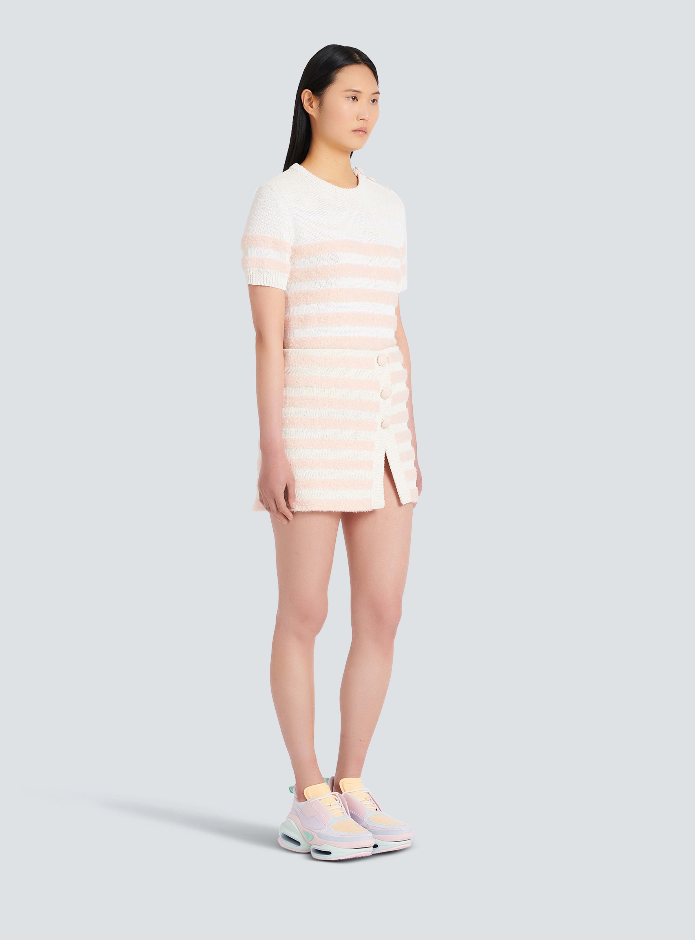 BALMAIN WOMEN'S TWO-TONE FLUFFY STRIPED WRAP SKIRT