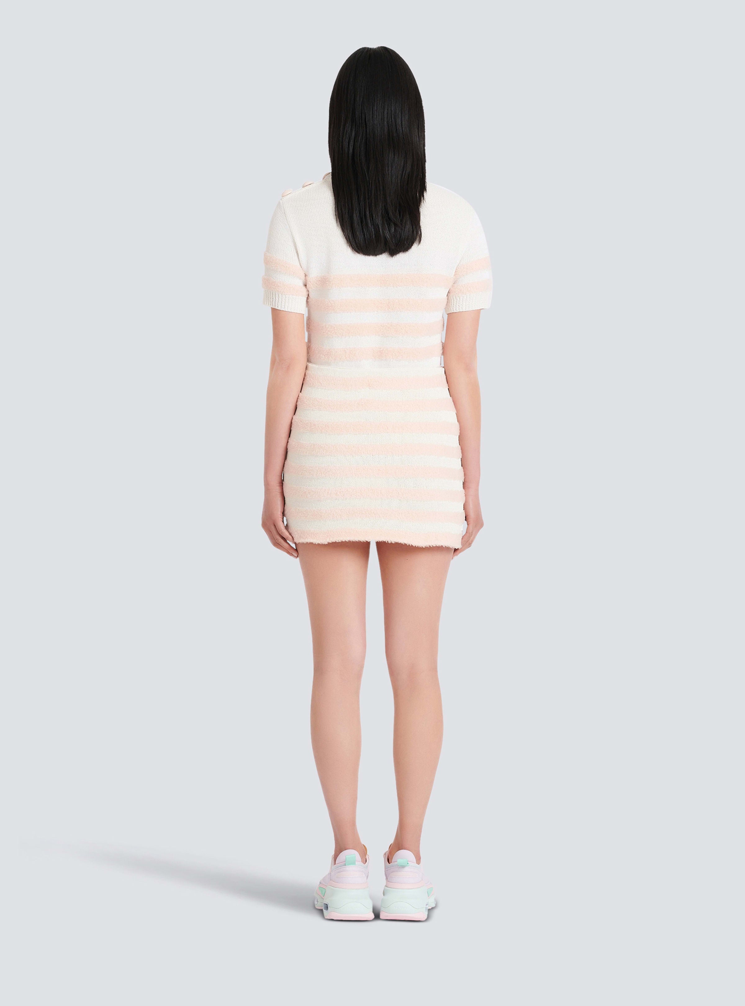 BALMAIN WOMEN'S TWO-TONE FLUFFY STRIPED WRAP SKIRT