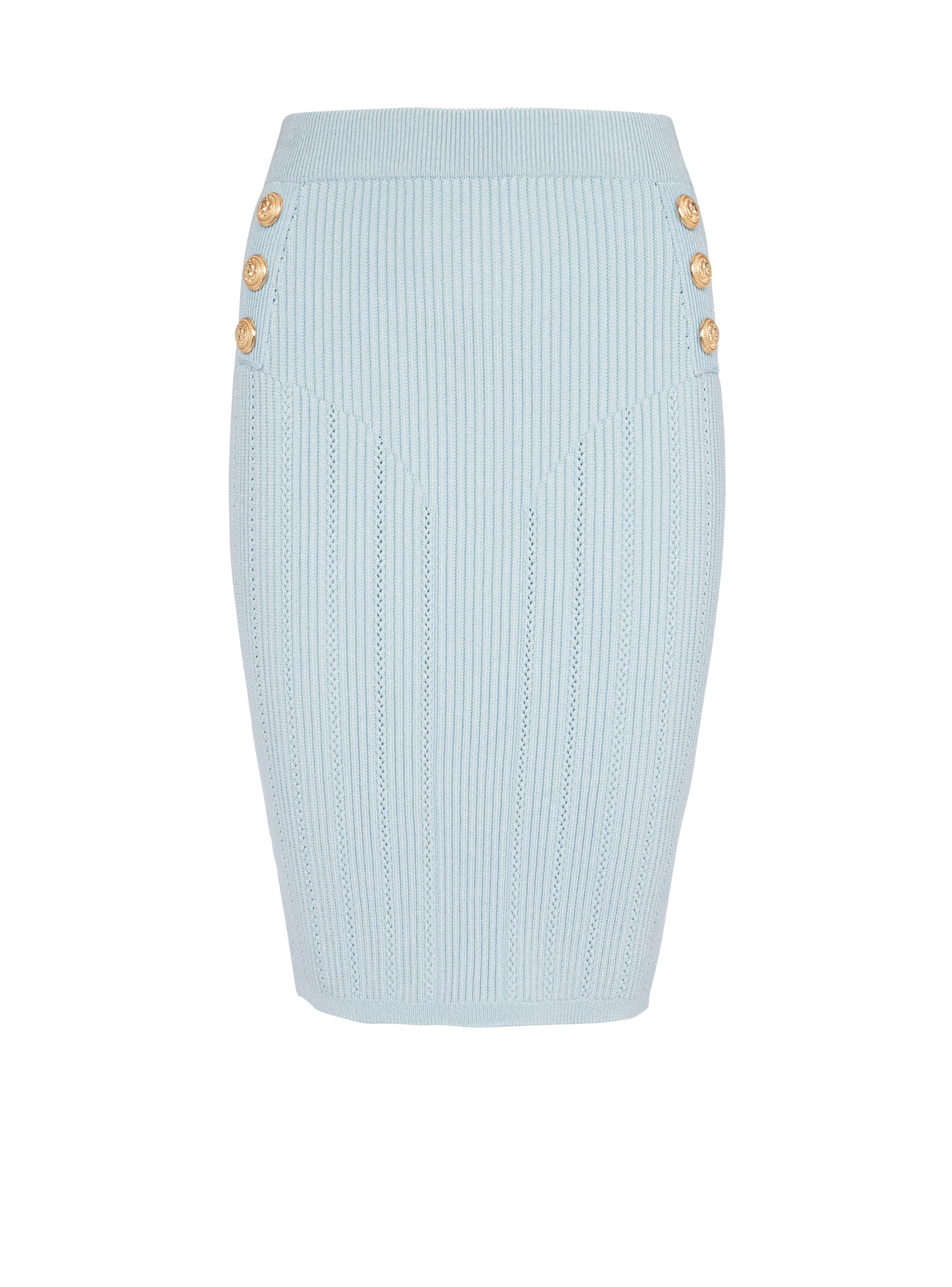 BALMAIN WOMEN'S HW 6BTN KNIT KNEE-LENGTH SKIRT NWT