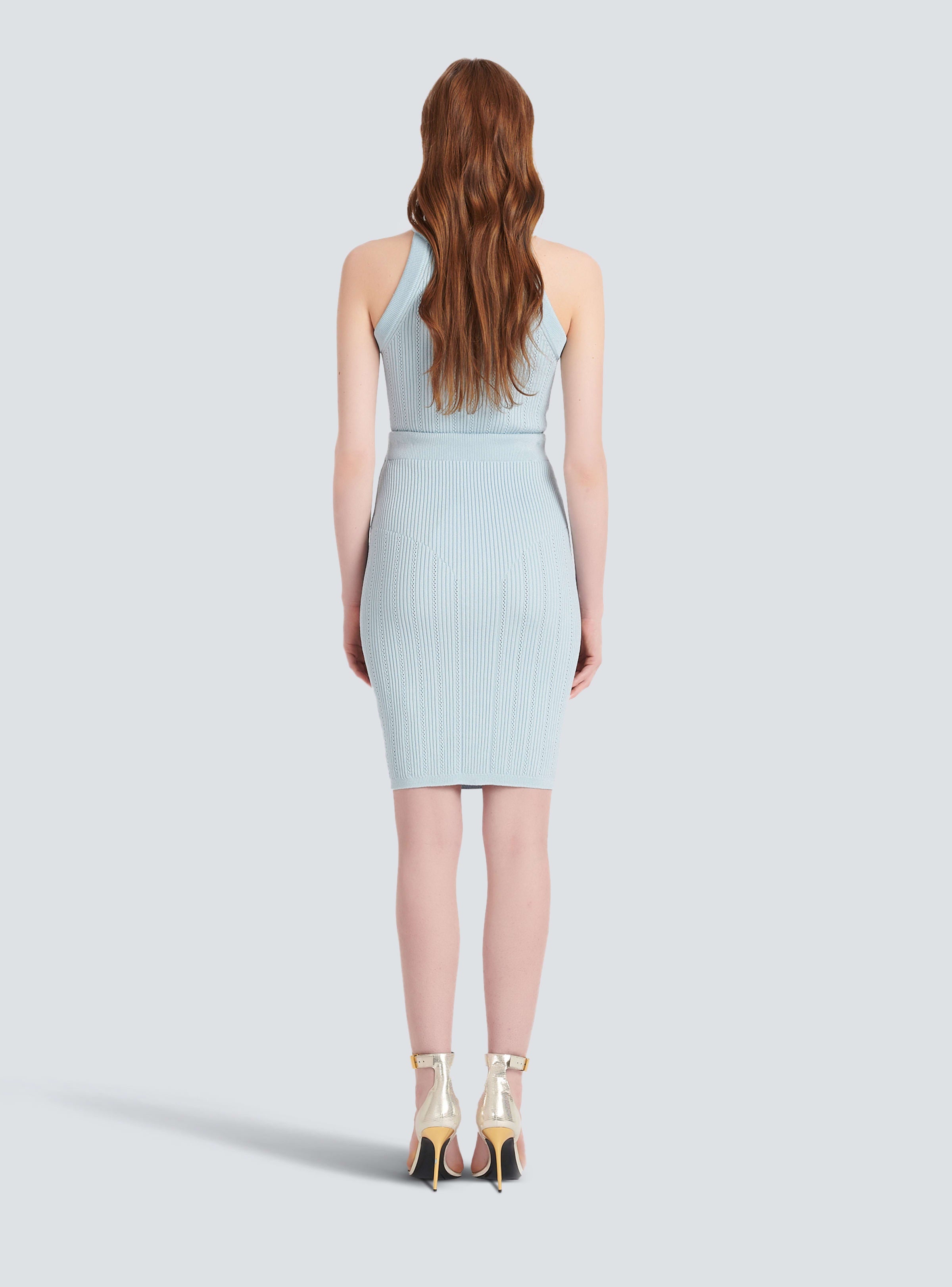 BALMAIN WOMEN'S HW 6BTN KNIT KNEE-LENGTH SKIRT NWT