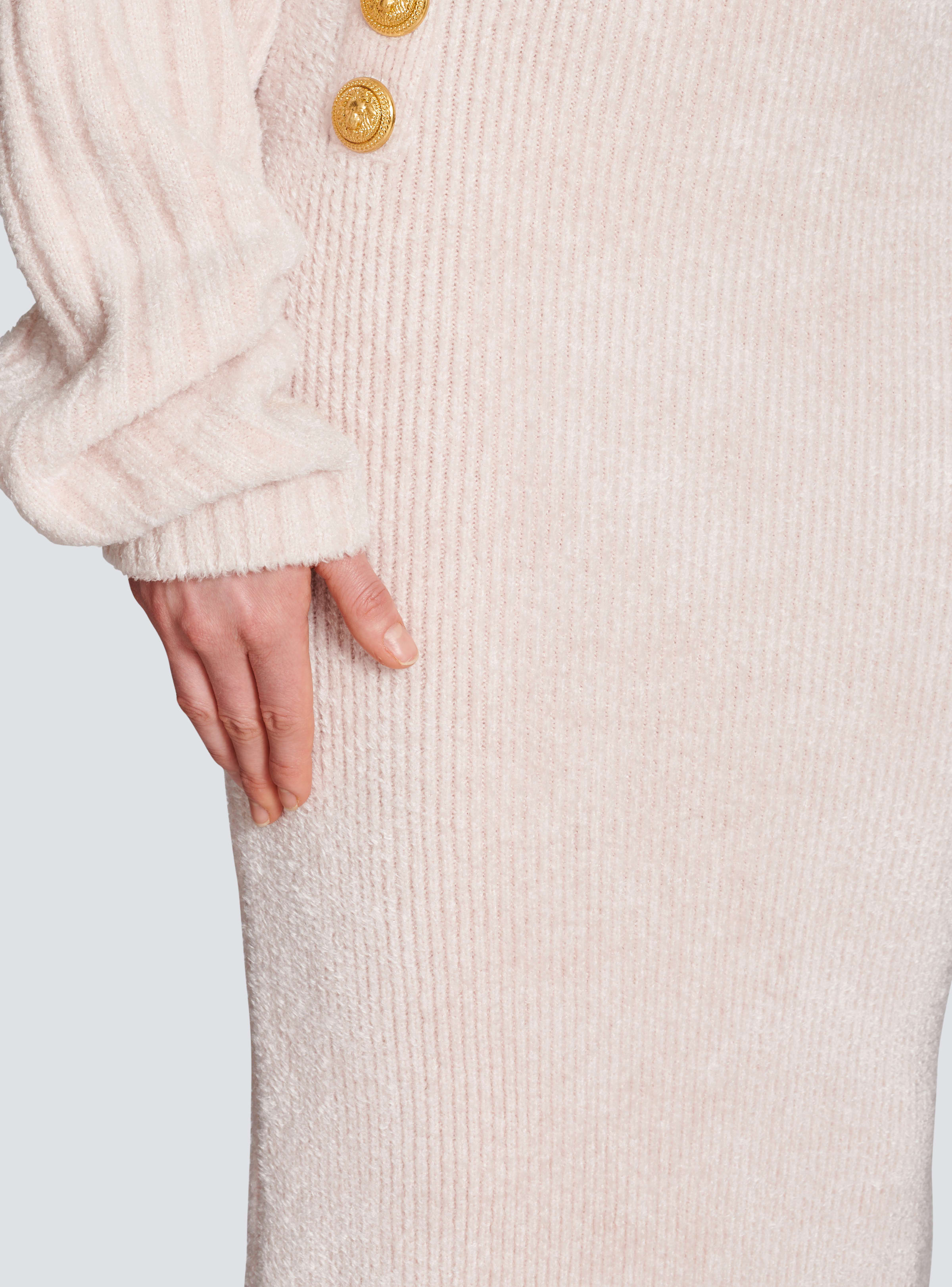 BALMAIN WOMEN'S HW 6 BTN RIBBED VELVET MIDI SKIRT NWT