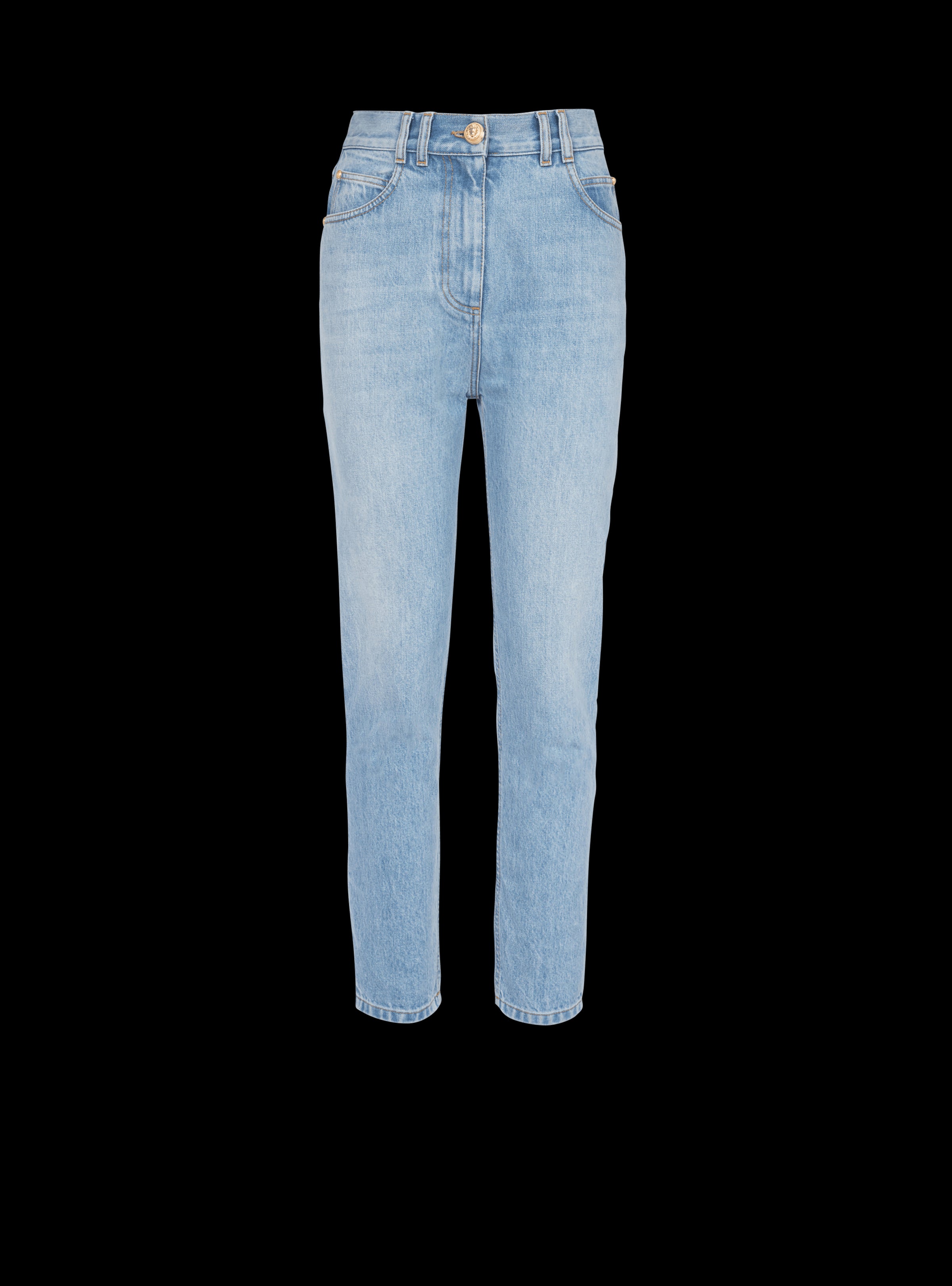 BALMAIN WOMEN'S HW BLUE DENIM SLIM JEANS NWT