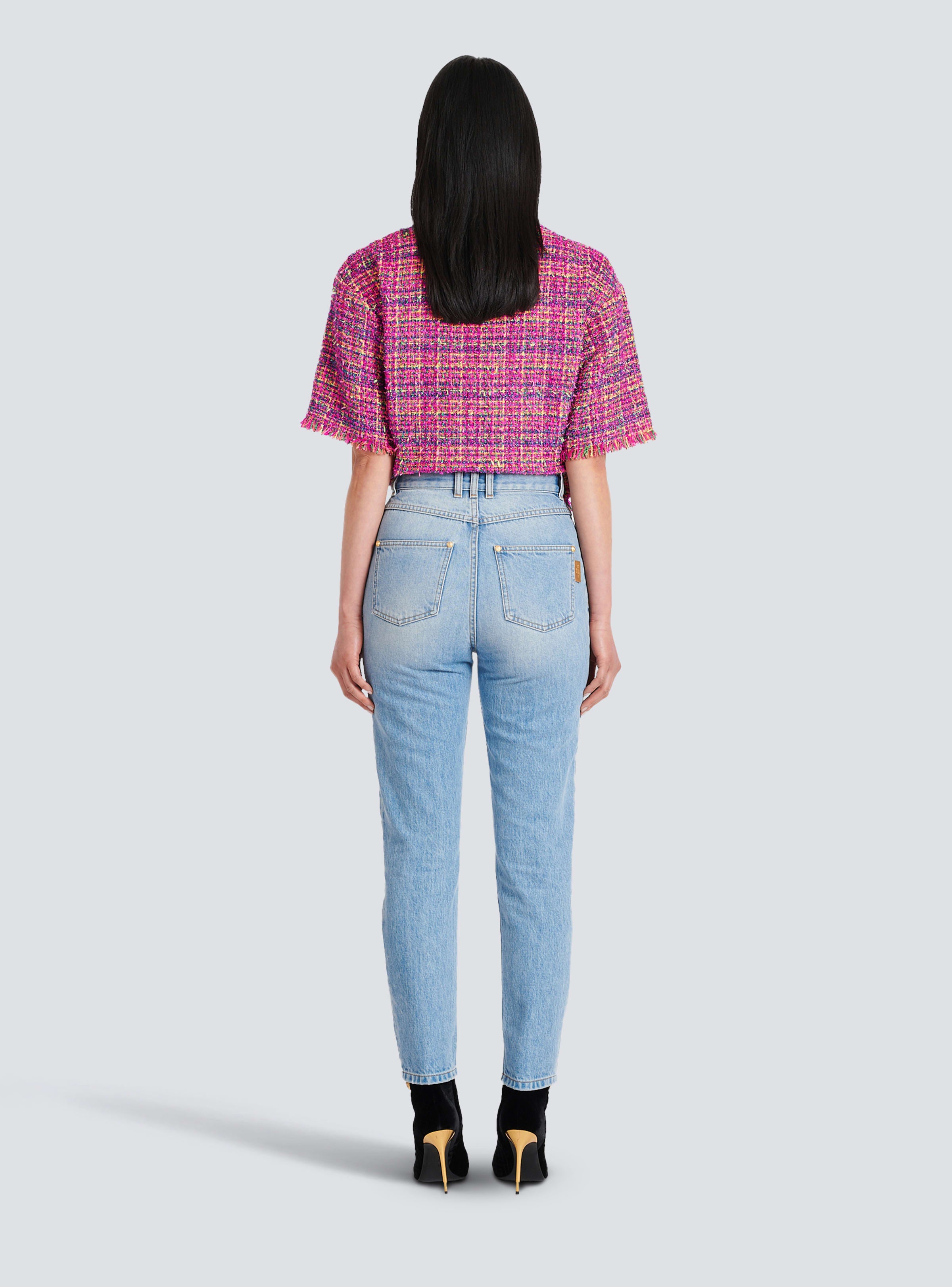 BALMAIN WOMEN'S LIGHT BLUE DENIM SLIM JEANS